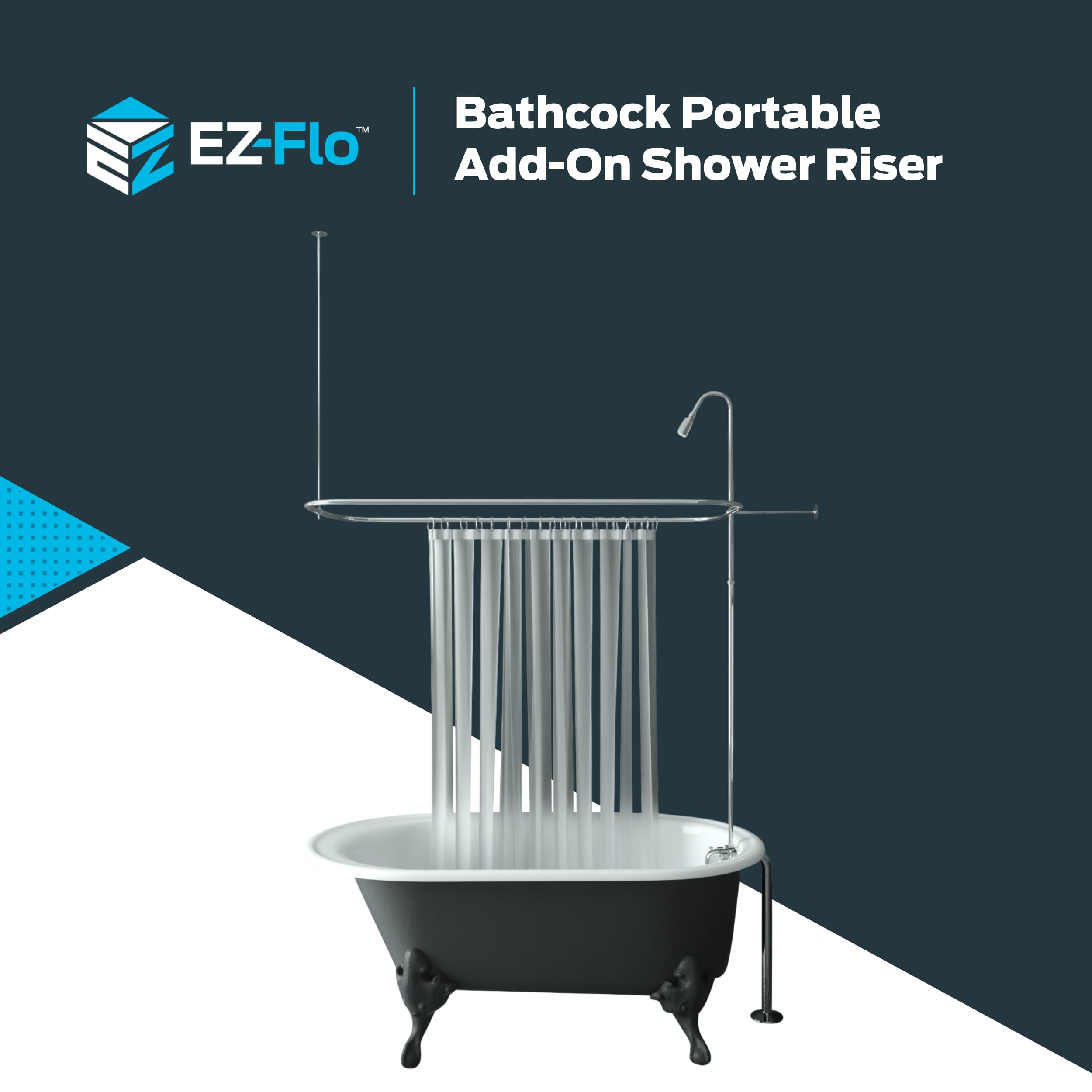 EZ-FLO 27 x 42 Inch Bathcock Type Portable Aluminum Add On Shower