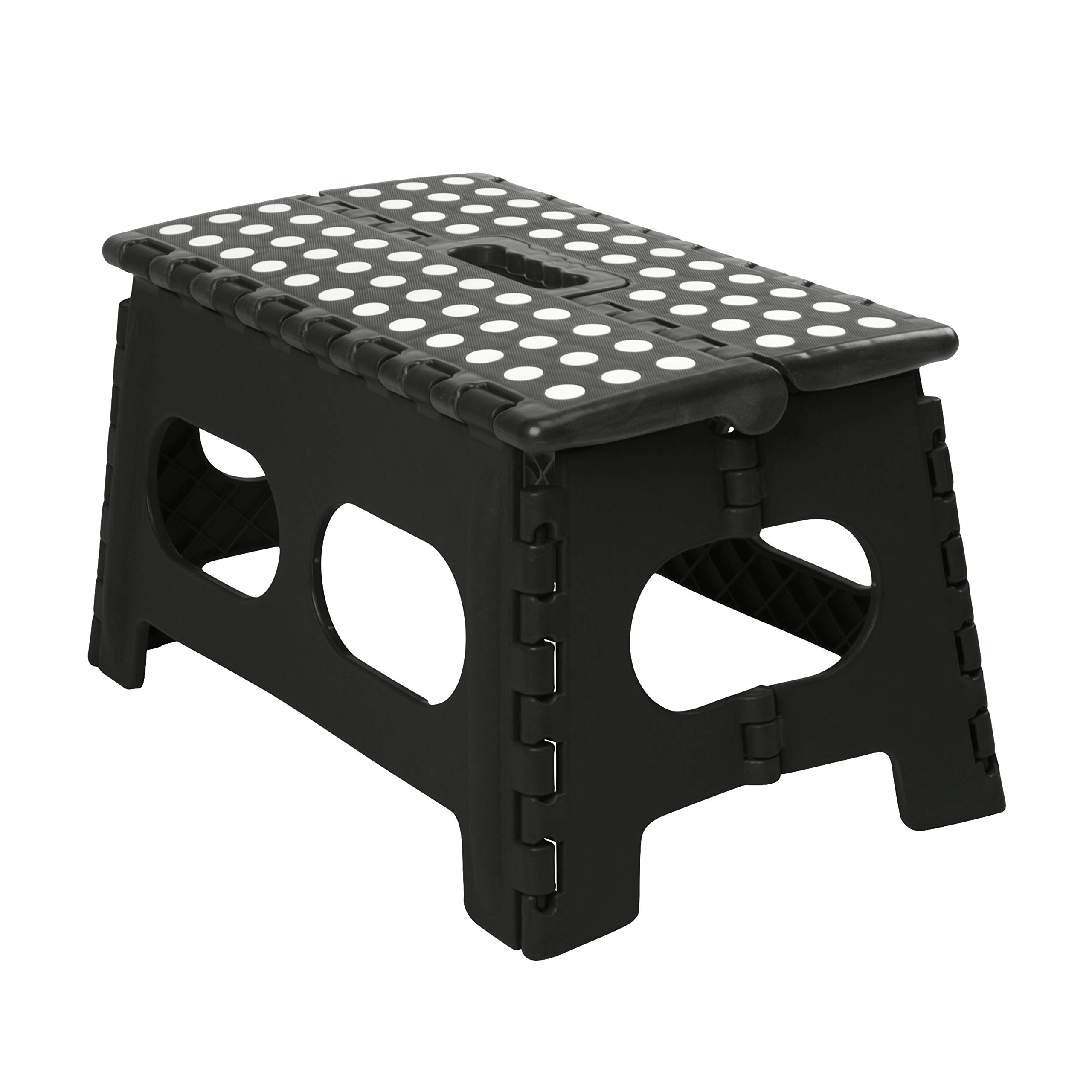 SimplifyExtra Wide 9 Inch Folding Step Stool, Lightweight, Sturdy and Safe, Carrying Handle, Easy to Open, for Kitchen, Bathroom, Bedroom, Adults, Black