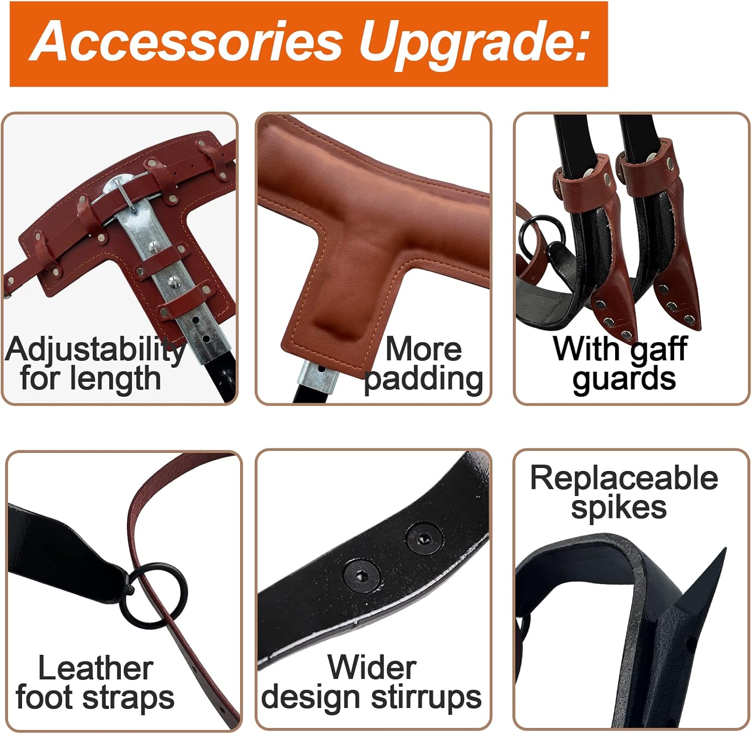 HWIUS Tree Climbing Spikes, Tree Climbing Gear, Tree Spikes Arborist Climbing Equipment, Upgraded Leather Tree Gaffs Pole Climbing Spurs for Tree Work Arborist Climbing Hunting (Pair) : Sports & Outdoors