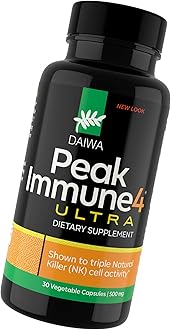 DAIWA HEALTH DEVELOPMENT Peak Immune 4 - Immune System Booster – Rice Bran and Shitake Mushroom Supplement for Natural Immune Support (Ultra Strength)
