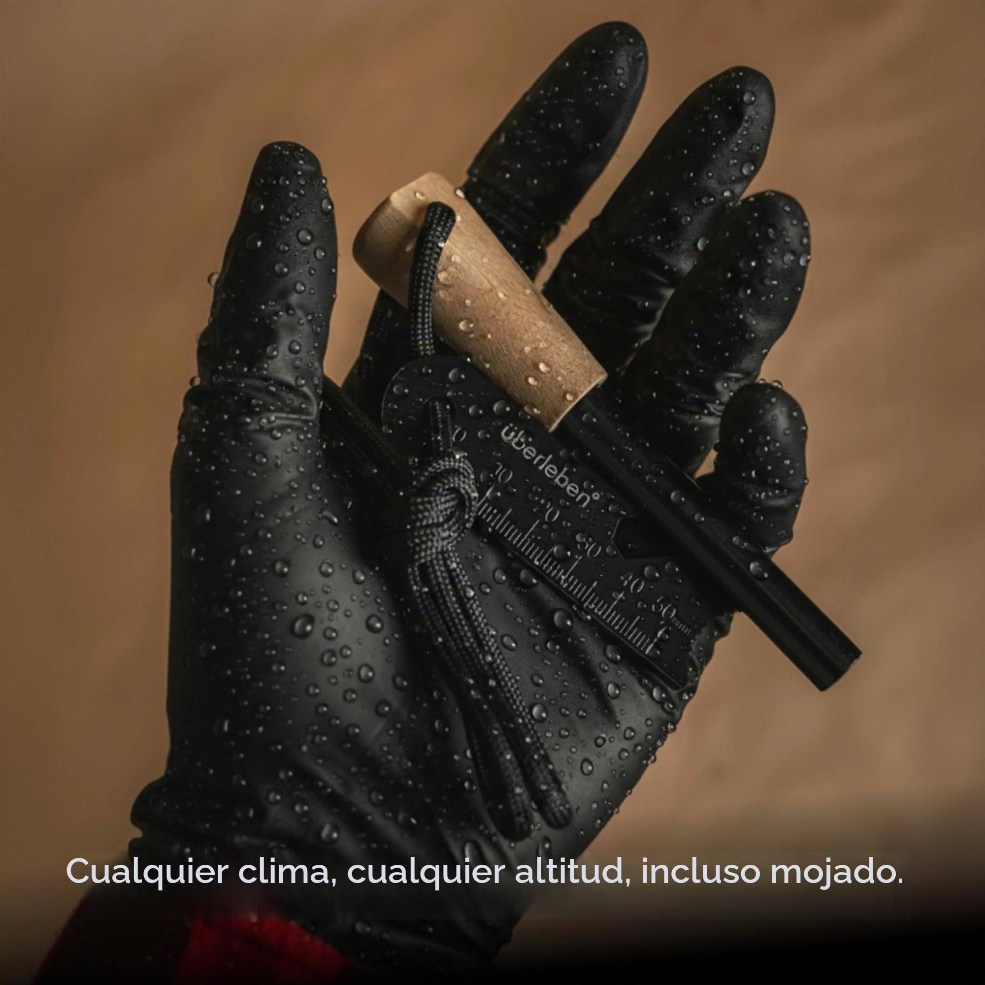 überleben Pedernal iniciador de Fuego con Mango de Madera Hecho a Mano (Varilla de Hierro y Cuello de Supervivencia Tradicional) 12,000-20,000 Golpes