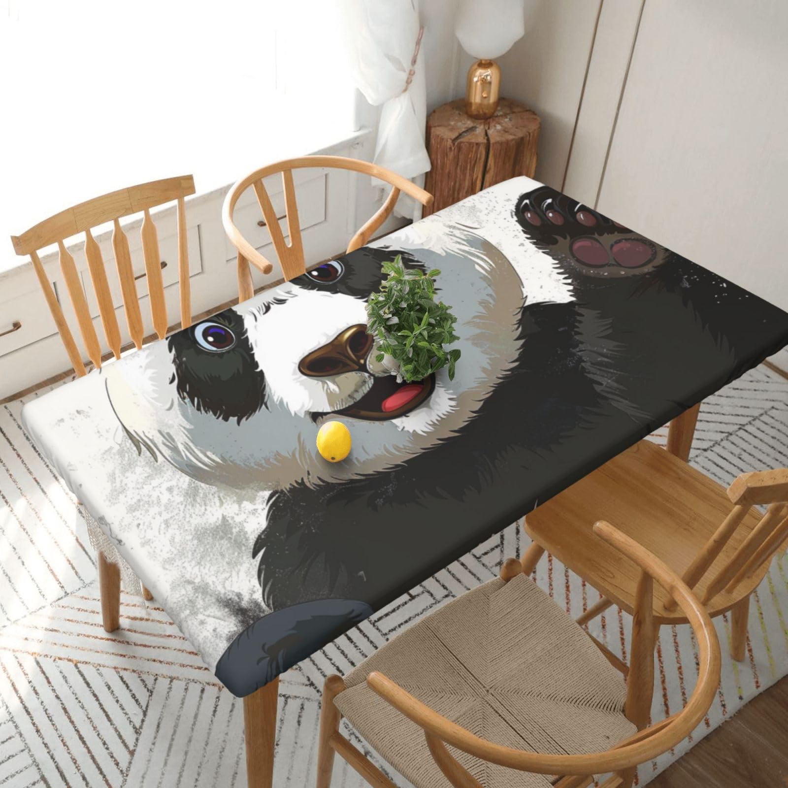 WPKJU Panda Art Printed Tablecloths 5ft Rectangular Table Covers Washable Polyester Decorative Table Cloth for Dining Table Picnic Wedding