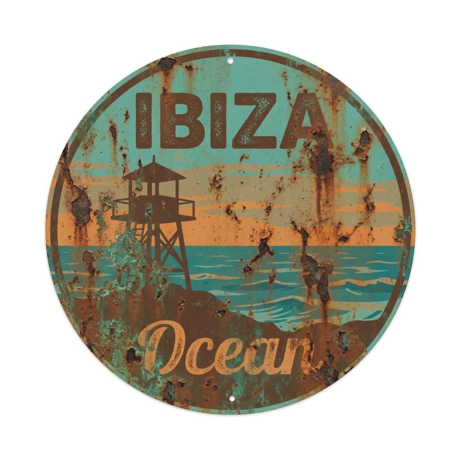 Vintage Travel Ibiza Spain Heart Metal Tin Sign