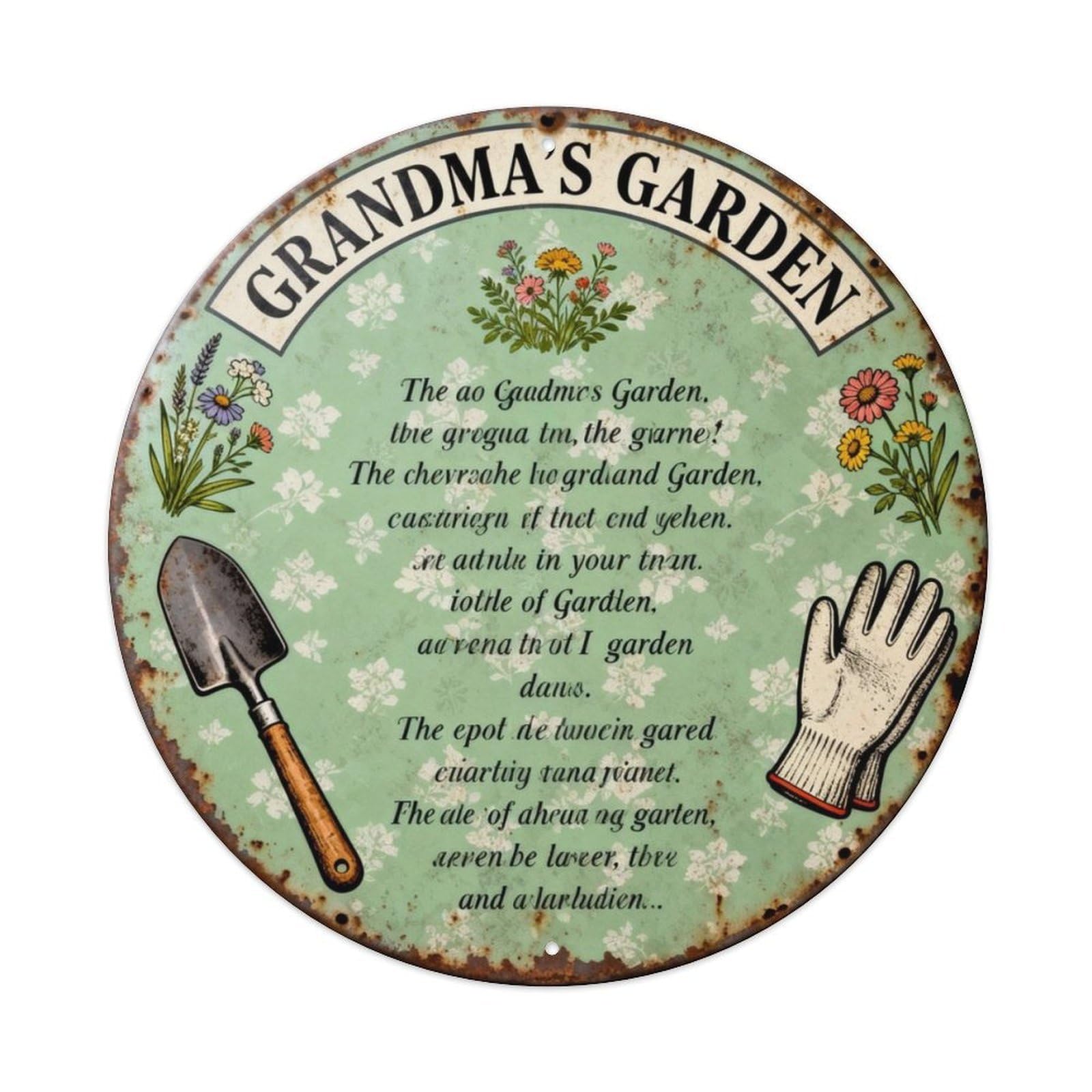 GRANDMA'S GARDEN Metal Tin Sign Plaque