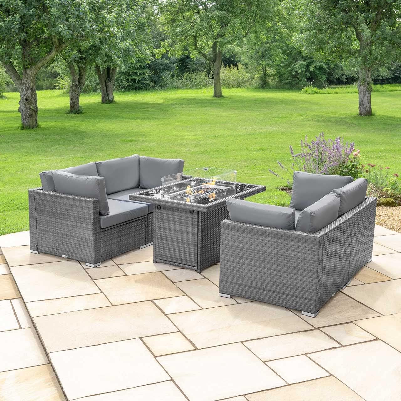 Harrier Rattan Outdoor Furniture Set 4 Seater Sofa Set + Luxury Fire
