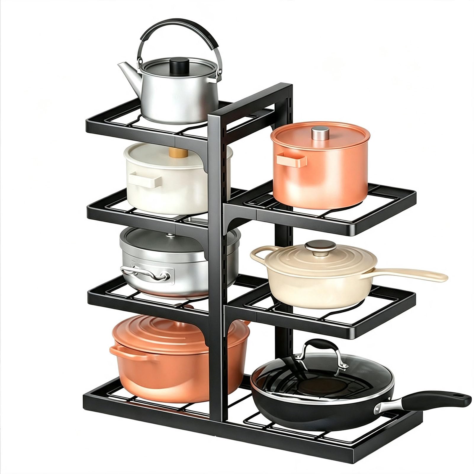 Scaffale Organizzatore per Pentole,unità Stoccaggio Doppio Lato | Supporto Autoportante per Utensili da Cucina, per Piano di Lavoro e Armadio, per L'organizzazione Della Cucina Domestica