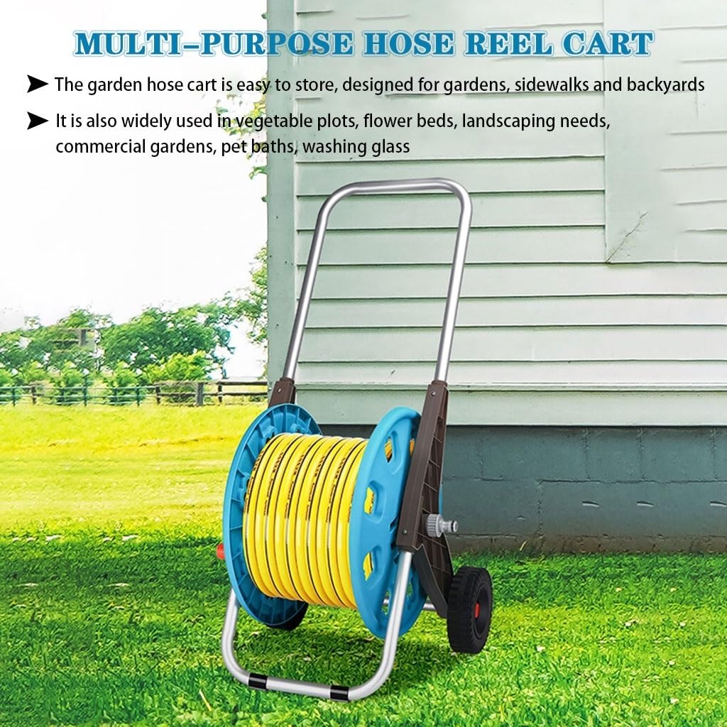 Carrello avvolgitubo Carrello portagomma per irrigazione agricola, avvolgitubo da giardino per carichi pesanti, carrello per tubo dell'acqua per esterni, strumento di stoccaggio del tubo con ruote (