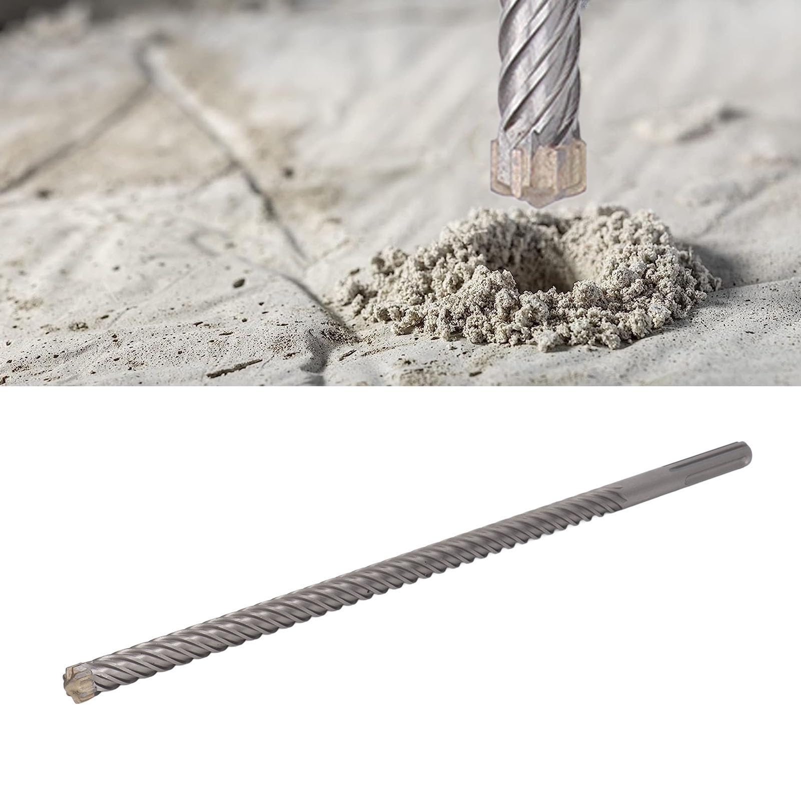 Broca para martillo perforador, broca con punta de carburo de impacto de 6 flautas para ladrillo, piedra y hormigón, duradera, resistente, 20mm, 500mm