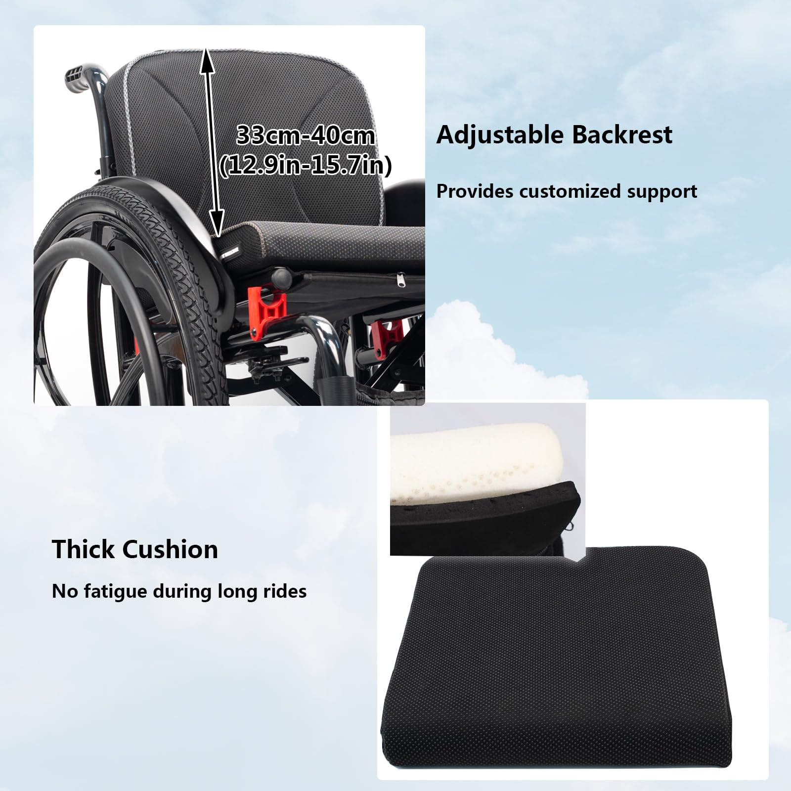 Silla de Ruedas Deportiva, Manual, Plegable, Transporte, Silla de Ruedas de Aluminio Ultraligera, Frenos manuales, Antivuelco(42cm/16.5 Seat,Purple)