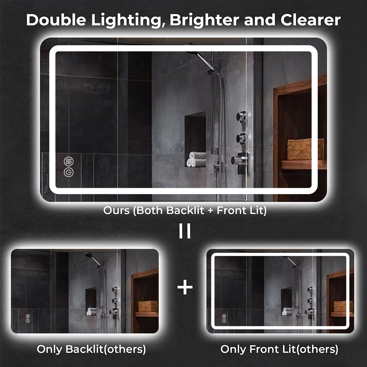 Badspiegel mit Beleuchtung,Spiegel Mit Beleuchtung 120x70cm,LED Badspiegel mit Touch-Schalter,Badezimmerspiegel mit Speicherfunktion,Wandspiegel 3 Farbtemperatur,Horizontal/Vertikal, HD Hartglas