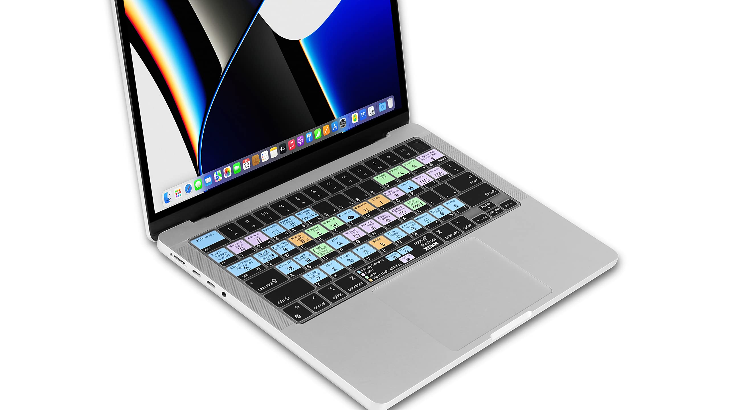 XSKN macOS - Cover per tastiera in silicone con scorciatoia per MacBook Pro 14" A2442 MacBook Pro 16" A2485 da 16" con chip M1 Pro / Max chip) Liquid Retina XDR Display Touch ID (K-397)