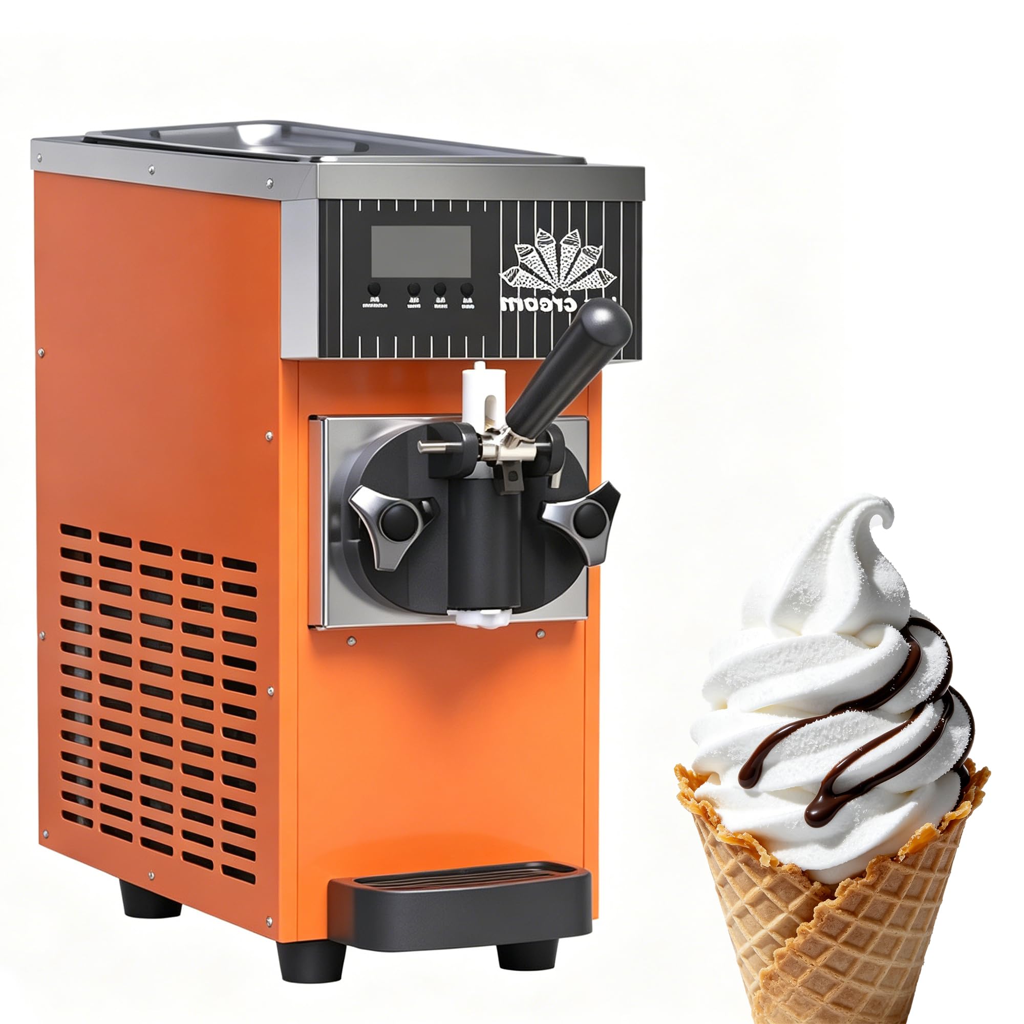 Machine À Glace Molle pour La Maison, Rendement De 4 À 5 Kg/h, Modèle Commercial, 220 V, avec Pré-Refroidissement, Nettoyage Automatique Et Trémie De 1 L, pour Bars, Cafés Et Restaurants