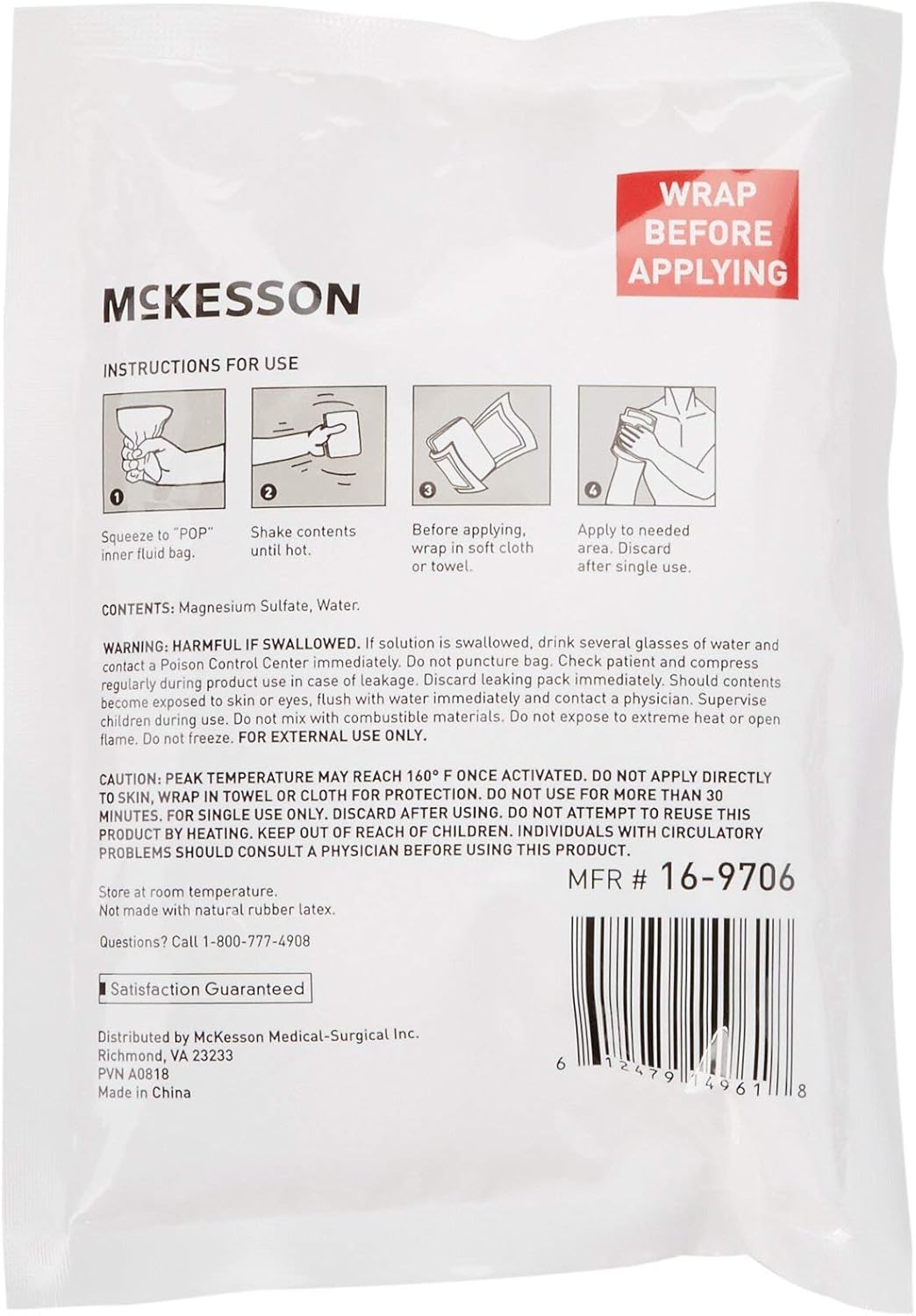 McKesson Hot Compress Instant Hot Pack [24 Pack] Disposable, Heat Packs for Pain Relief, 5 in x 7 in