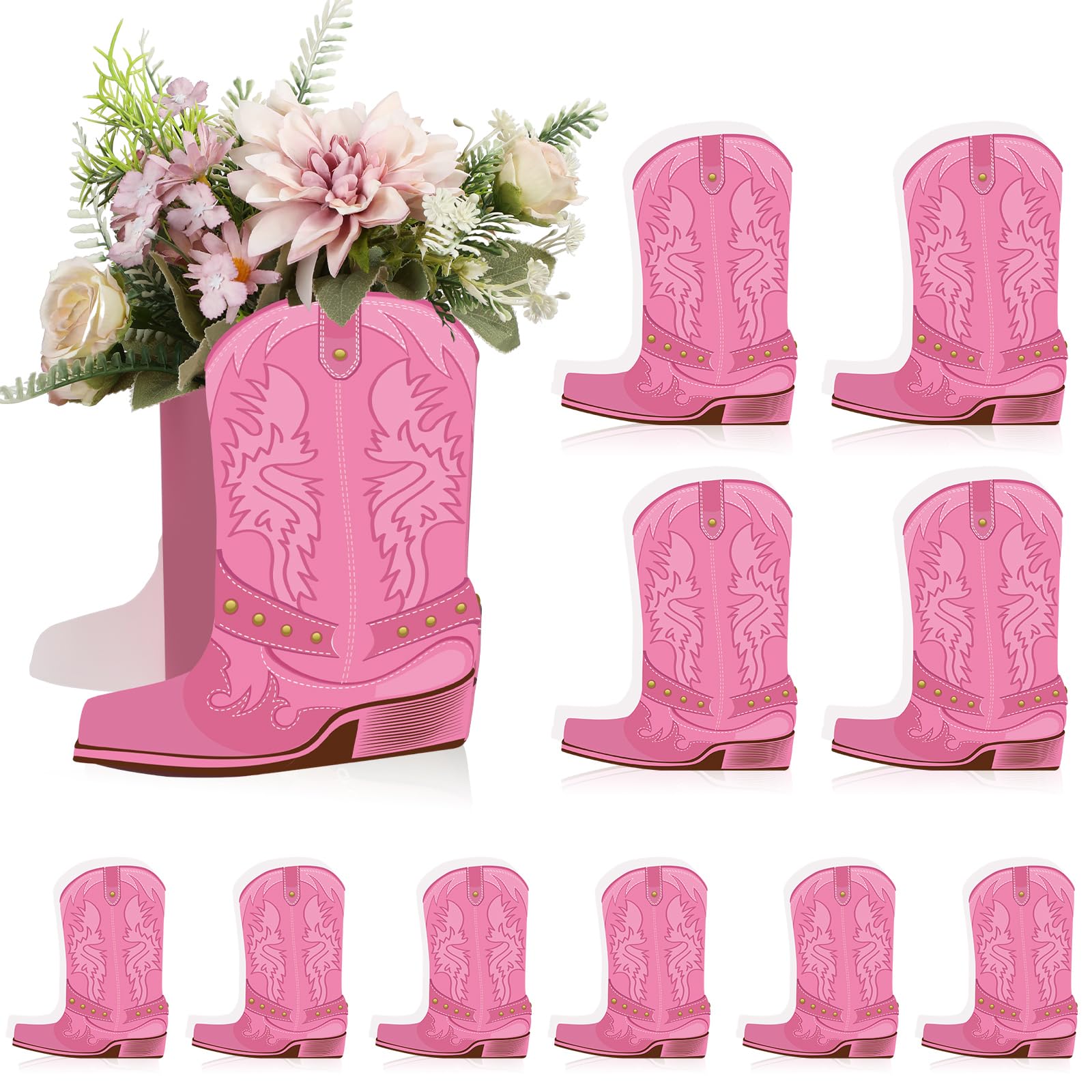 Snapklik.com : 16 Set Pink Western Cowgirl Boots Flower Boxes Centerpiece  Boot Shape Gift Boxes Party Decoration Vase Centerpieces For Tables Boots  Rodeo Birthday Party Baby Shower Wedding Supplies, image size:1600x1600