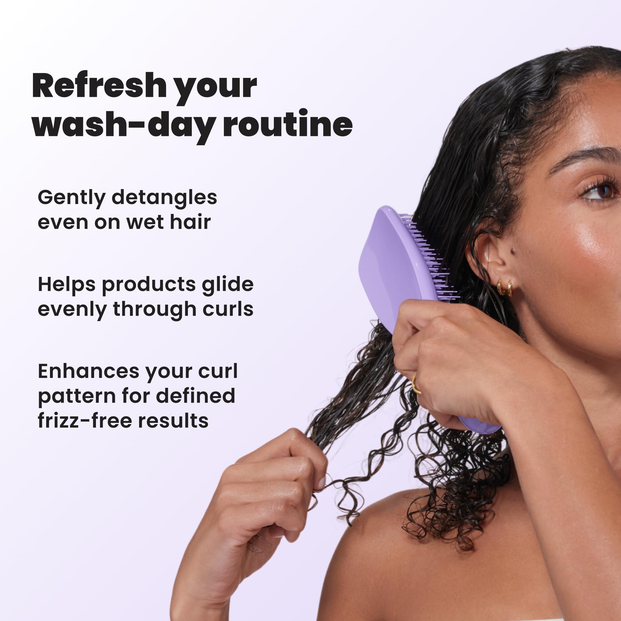 Tangle Teezer Naturally Curly Ultimate Detangler do włosów kręconych 3C-4C - dwupoziomowe ząbki formują loki i redukują puszenie - Fioletowa pasja