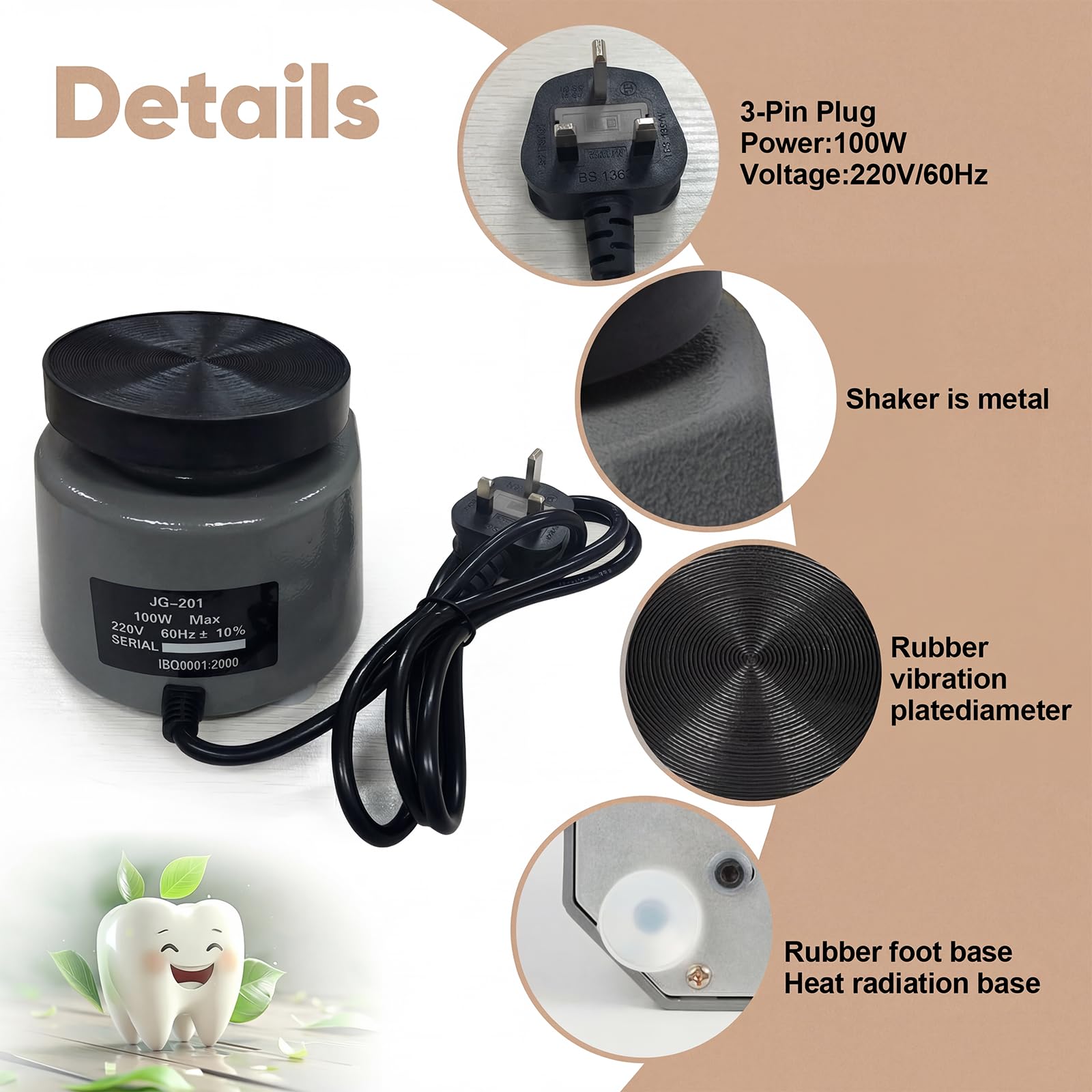 Piastra vibrante in gesso,4 "Dental Oscillatore,220V 100W piastra vibrante elettrica,velocità regolabile rotonda oscillatore,vibratore dentale per miscelare intonaco,modello in ghisa