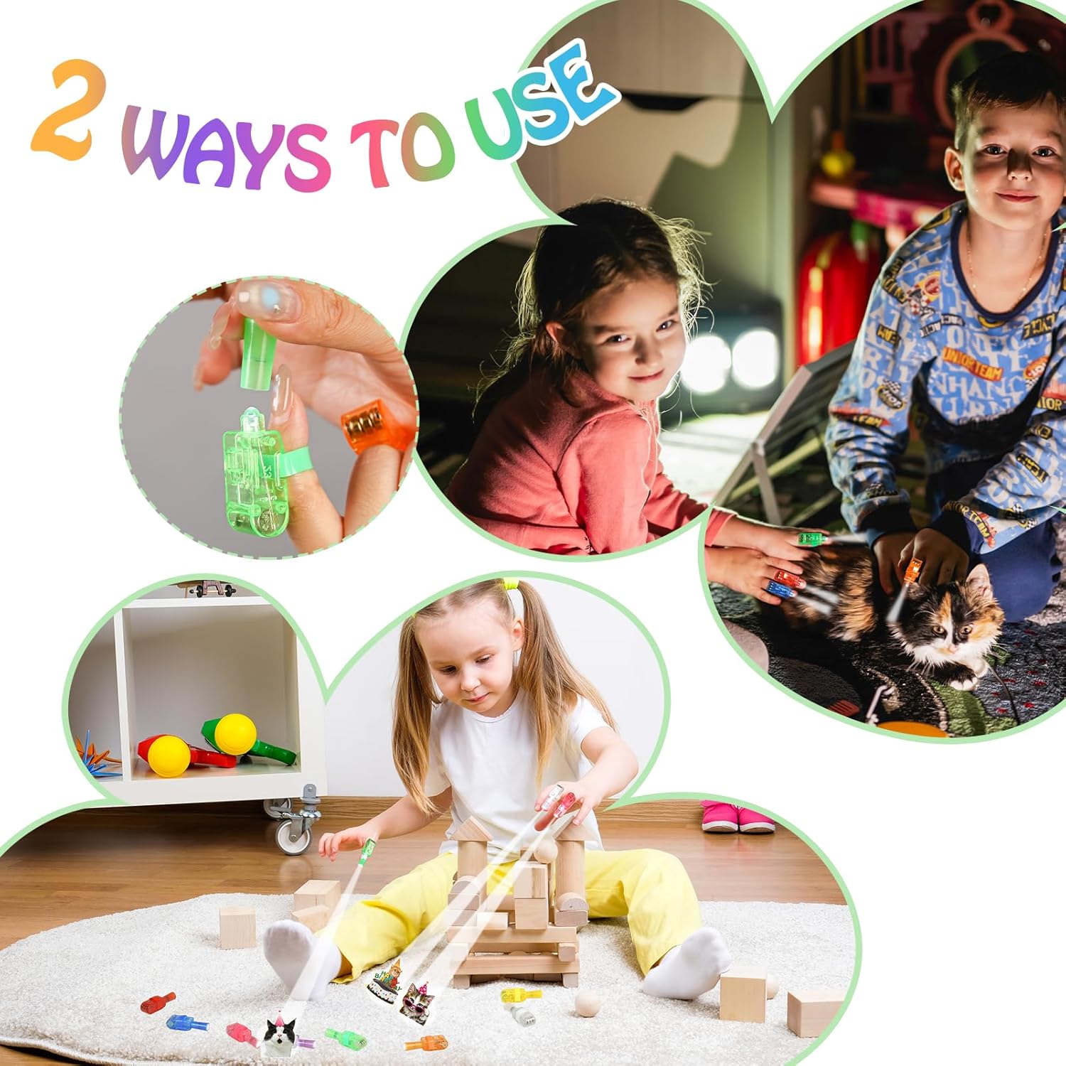 48PCS Finger Lights, Cat Birthday Theme Party Favors, Led Finger Flashlights Bulk for Kids, Light Up Finger Light for Christmas Gifts Valentine's Day Easter Classroom Prizes Parties Halloween