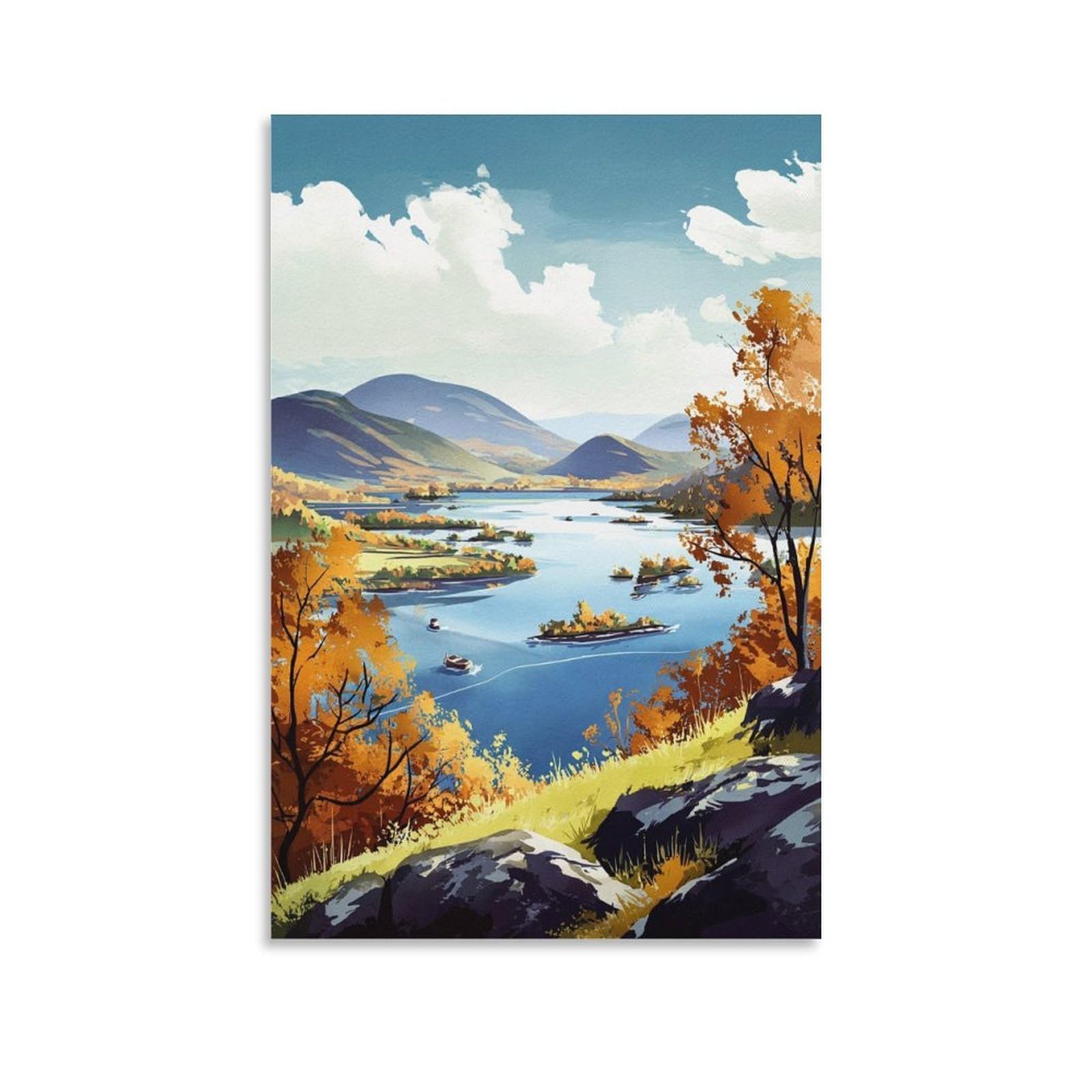 Hudson Valley Poster 24x36inch(60x90cm) Vintage Watercolor Canvas Art