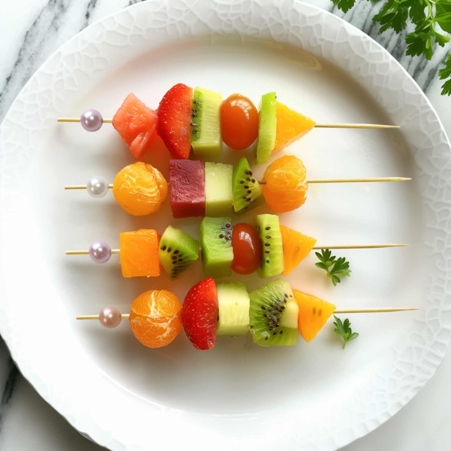 BambooMN 5.9" Decorative Pearl End Cocktail Fruit Sandwich Picks Skewers for Catered Events, Holiday's, Restaurants or Buffets Party Supplies - 300pcs, Pink