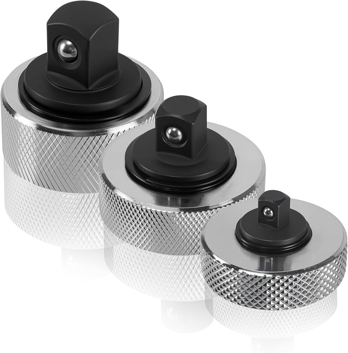 3 Pcs Mini Finger Ratchet Set 1/4" 3/8" 1/2" Drive Palm Ratchet Set Reversible Stubby Thumbwheel Ratchet Wrench Set Finger Socket Driver for Tight Spaces