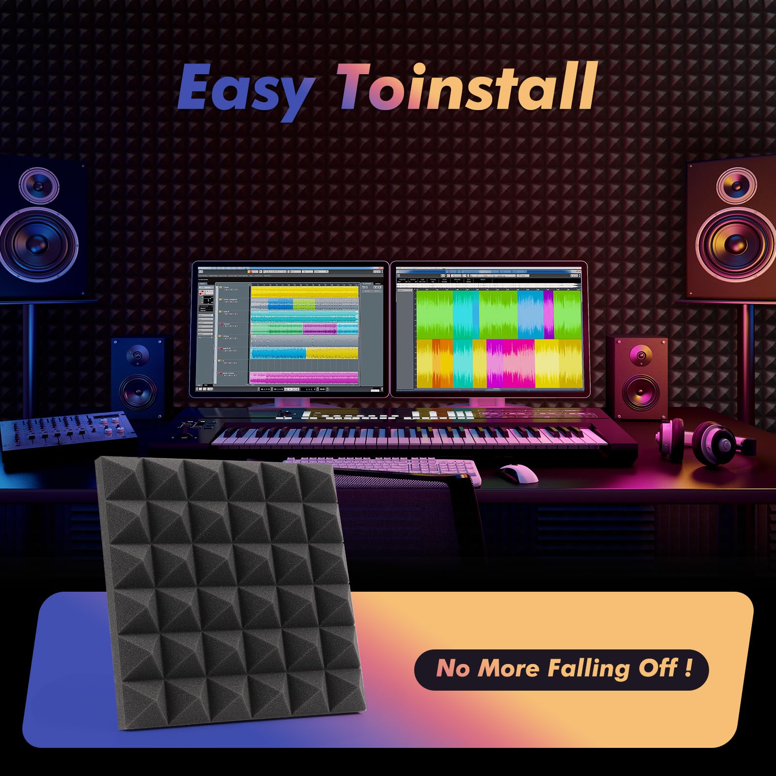 60 Stück Akustikschaummatten Schaumstofffliesen Schalldämmmatte Schalldämmung 30 x 30 x 5 cm für Wand Studio, Podcasts, Aufnahmestudios, Büro, Akustik, (60 Stück)