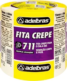 Fita Crepe 711, 18mm X 40m, Pacote com 06 Unidades, Adelbras