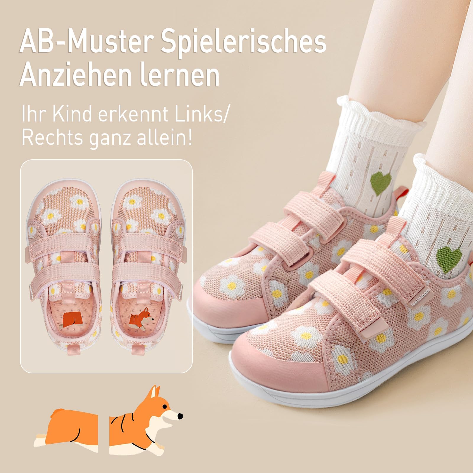 IceUnicorn Kinder Barfußschuhe Breite Zehenbox Jungen Mädchen Hausschuhe Minimalistische Outdoor Traillaufschuhe Walking Schuhe(Nude Pink, 24EU Weit)