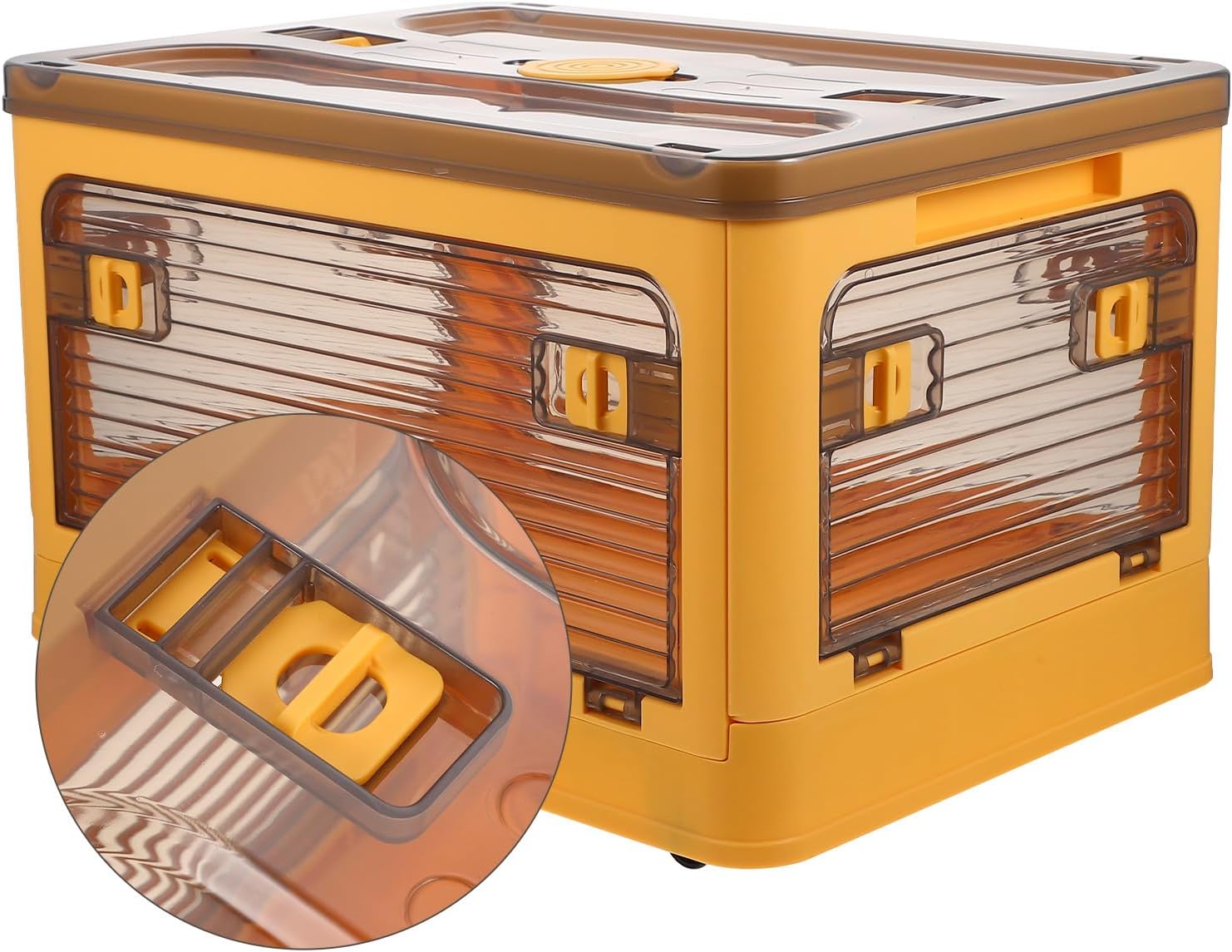 Uonlytech Portable Foldable Storage Box with Lid and Wheels, Small Organizer Container for Home and Travel, Stackable Storage Case for Closet and Under-Bed Use