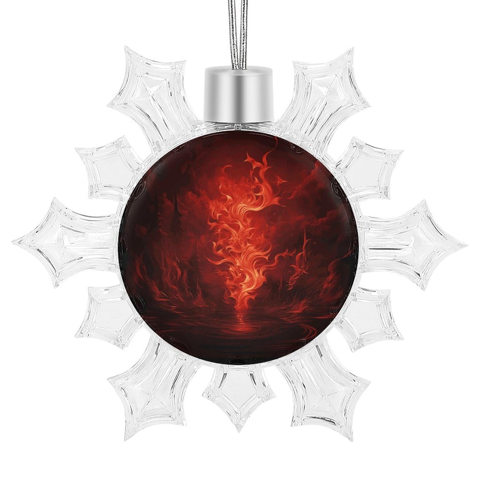 Red Flame Snowflake Decorations,Christmas Decorations，Christmas Indoor Winter Wonderland Decor，Hanging Ornaments for Xmas Tree Winter New Year Party Supplies