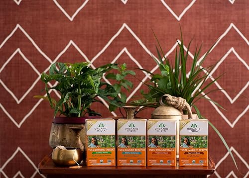 Miniatura 6 de Organic India Tulsi Tea - Té orgánico de respiración inmune, sin cafeína, vegano, sin gluten, suplemento de hierbas sin transgénicos con Pushkarmool
