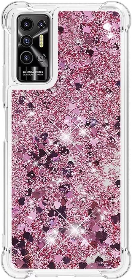 ケース Tecno Pova 2用 グリッター 流砂 リキッド ソフト TPU シリコン 耐衝撃 保護 薄型カバー レディース ガールズ スマホケース Tecno Pova 2用 ローズゴールド