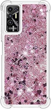 ケース Tecno Pova 2用 グリッター 流砂 リキッド ソフト TPU シリコン 耐衝撃 保護 薄型カバー レディース ガールズ スマホケース Tecno Pova 2用 ローズゴールド