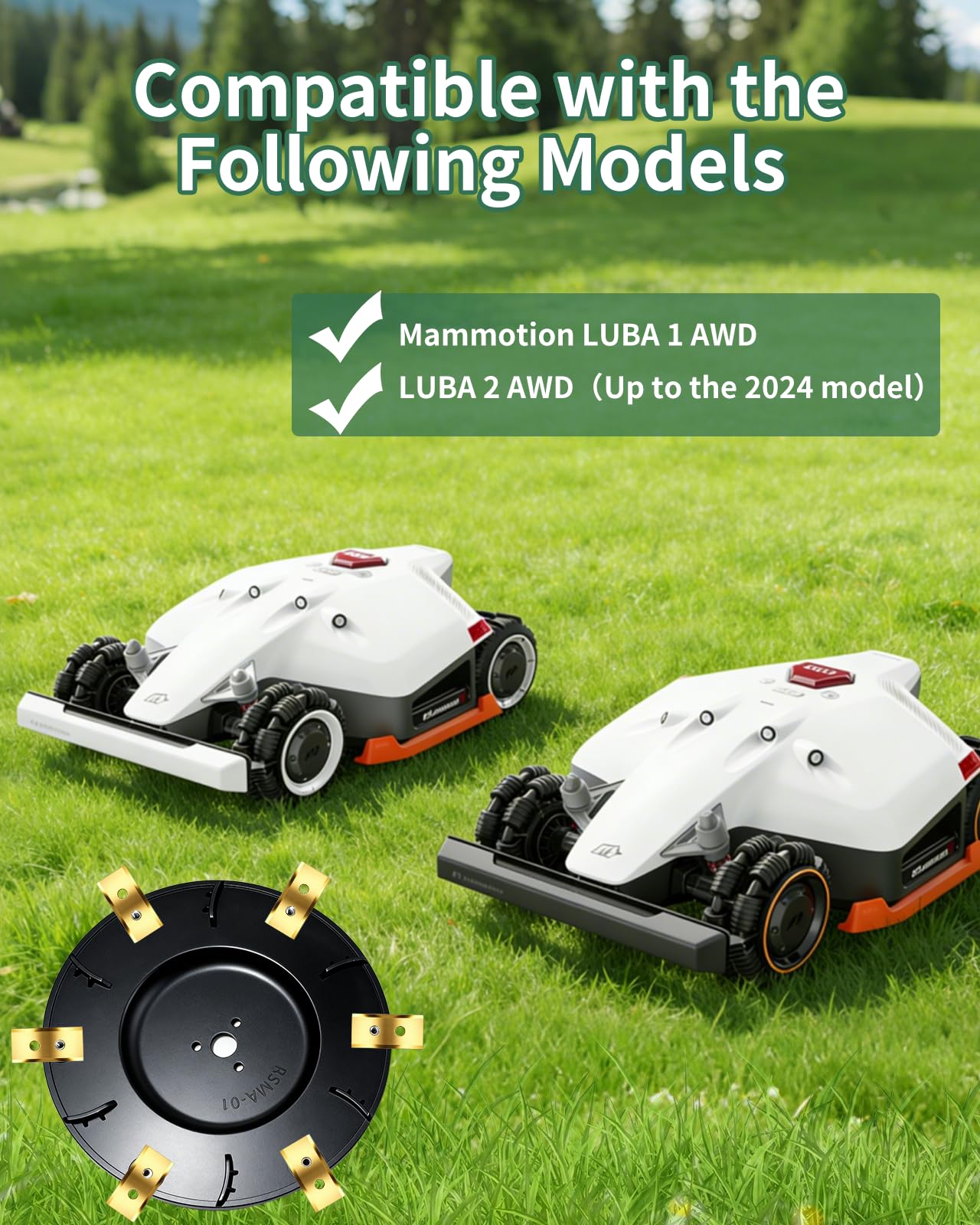 Piatto per robot tosaerba di alta qualità, fino a 6 lame in fibra di vetro, compatibile con Mammotion OR 1 AWD e LUBA 2 AWD (fino all'anno di costruzione 2024), include 12 lame e 12 viti