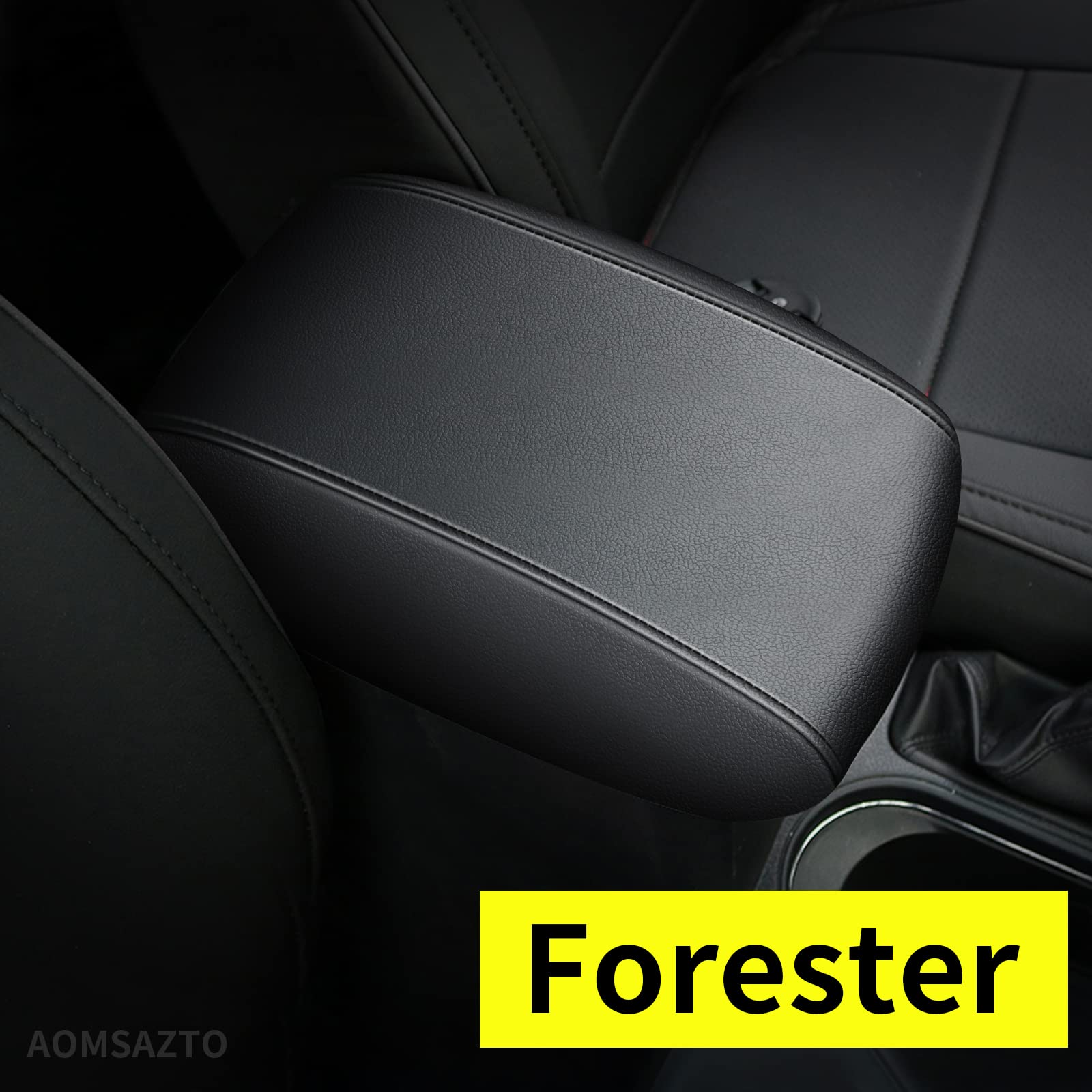 Console Covers for 2013-2018 Subaru Forester Armrest Covers for Subaru Forester Black with Black Stiches