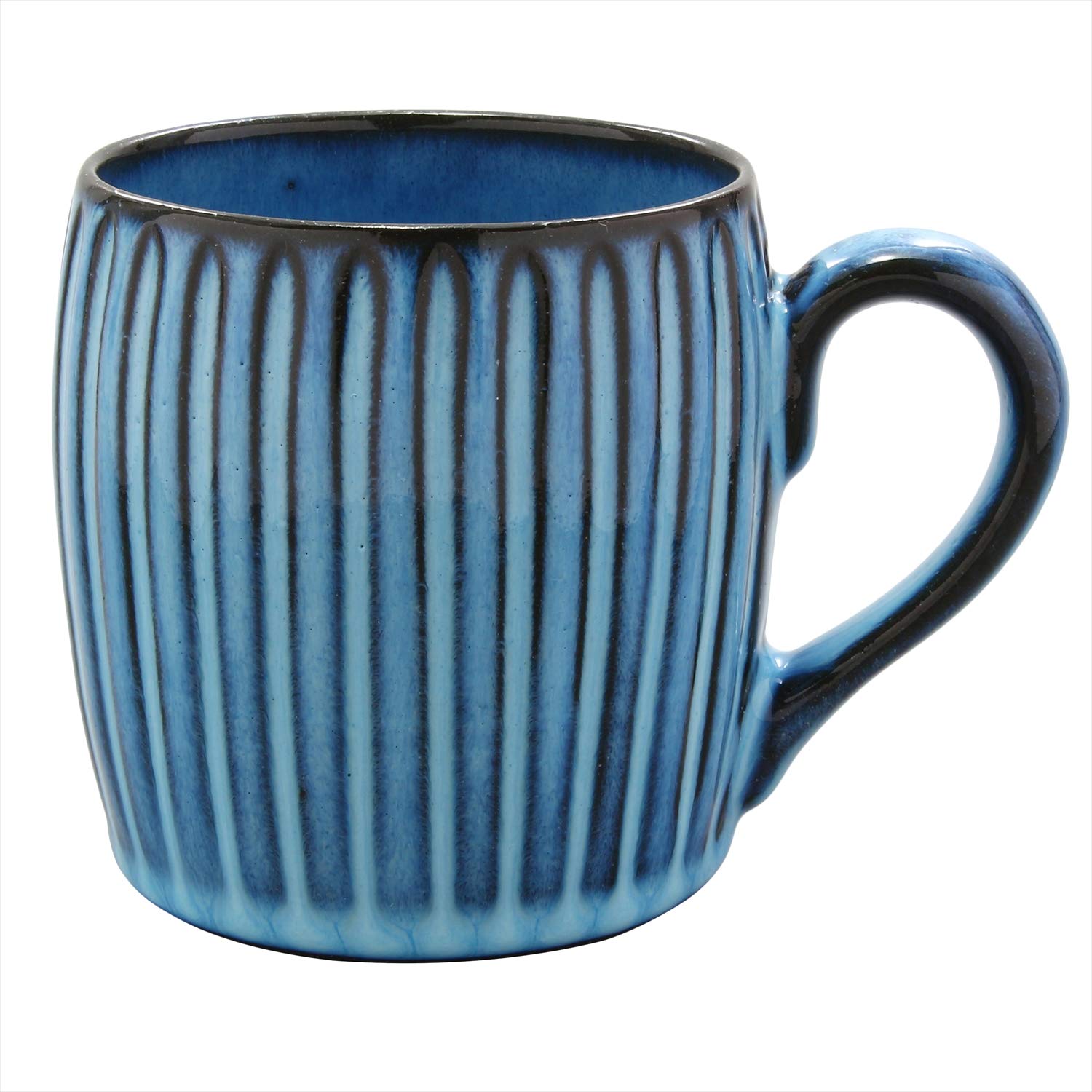 Hasami Ware Rizumi Emon Kiln Blue Engraved Mug 11oz Earthenware Made in Japan