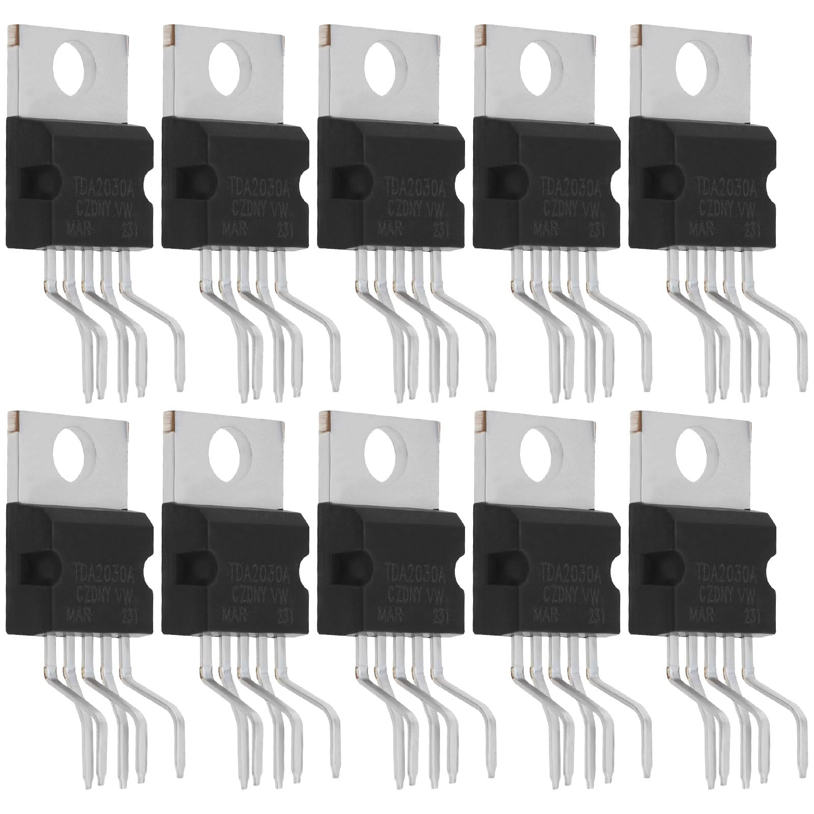 eMagTech Pack of 10pcs TDA2030 TDA2030A Hi-Fi Audio Power Amplifier Short Circuit Protection for Audio Class AB Audio Amplifier, 18W, 5 Pin