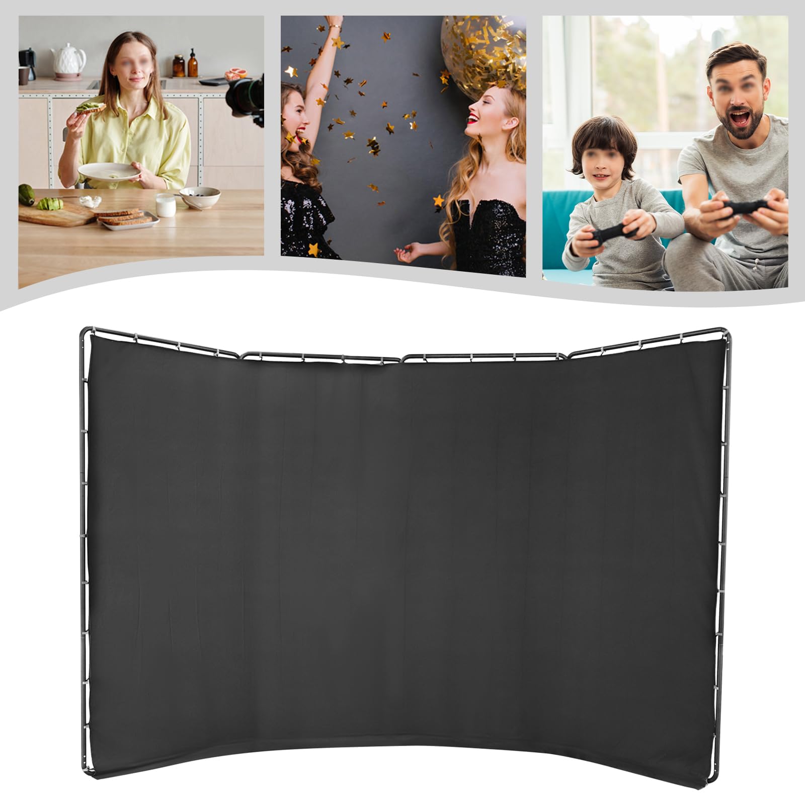 Sfondo pieghevole 4 x 2,4 m, sistema di sfondo fotografico con panno nero, supporto per fotografia, supporto per studio fotografico, ritratto, custodia per il trasporto, nero