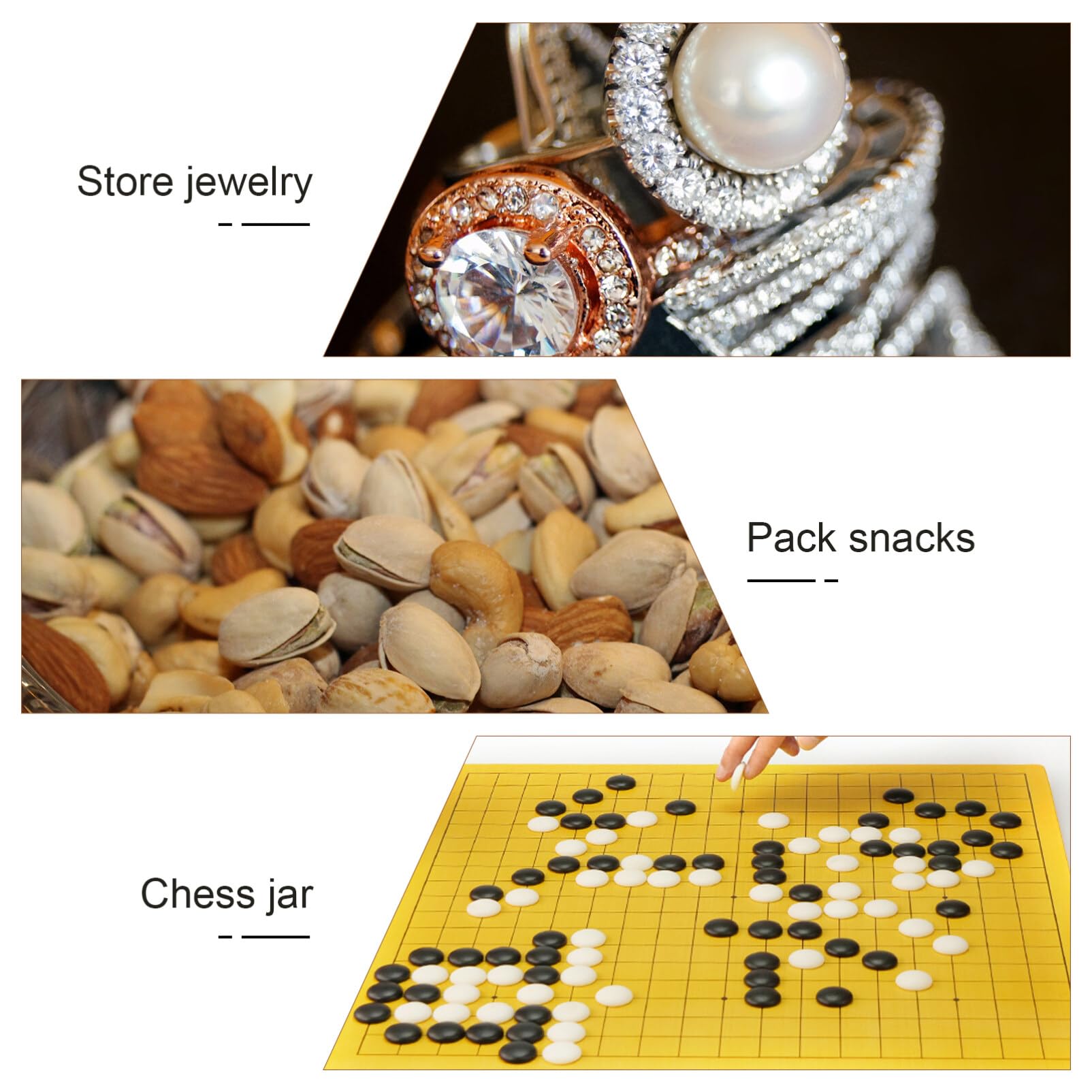 Totority 1 Paar Go-Glas Go-Spiel Go-Steinschale Go-Schachglas Holz Go-Schalen Go-Spielfiguren-Schale Schachfiguren-Aufbewahrungsschale Steine Schüsseln Go-Schachbehälter