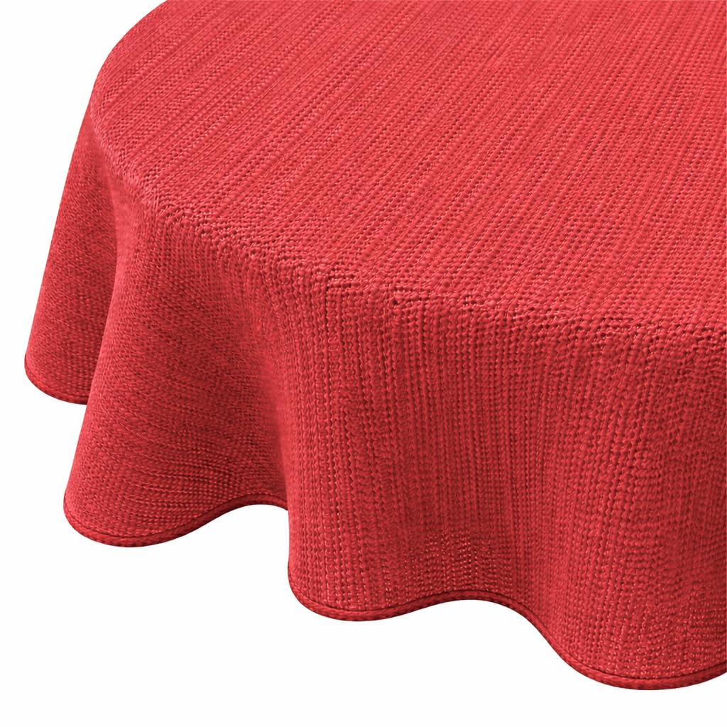 Brandsseller Gartentischdecke 160x220 cm Tischdecke mit Paspel Outdoor Tischtuch oval Weichschaum für Garten, Terrasse, Balkon wetterfest rutschfest - Rot