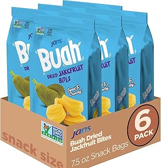 Jans Buah Dried Jackfruit Chips 7.05 oz (Pack of 6) Jack Fruit Chips – Real Fruit Snack – Gluten-Free, Sweet & Crunchy – Ready-to-Eat Healthy Snack – No Artificial Flavors – Perfect for Travel, Office, or Anytime Snacking