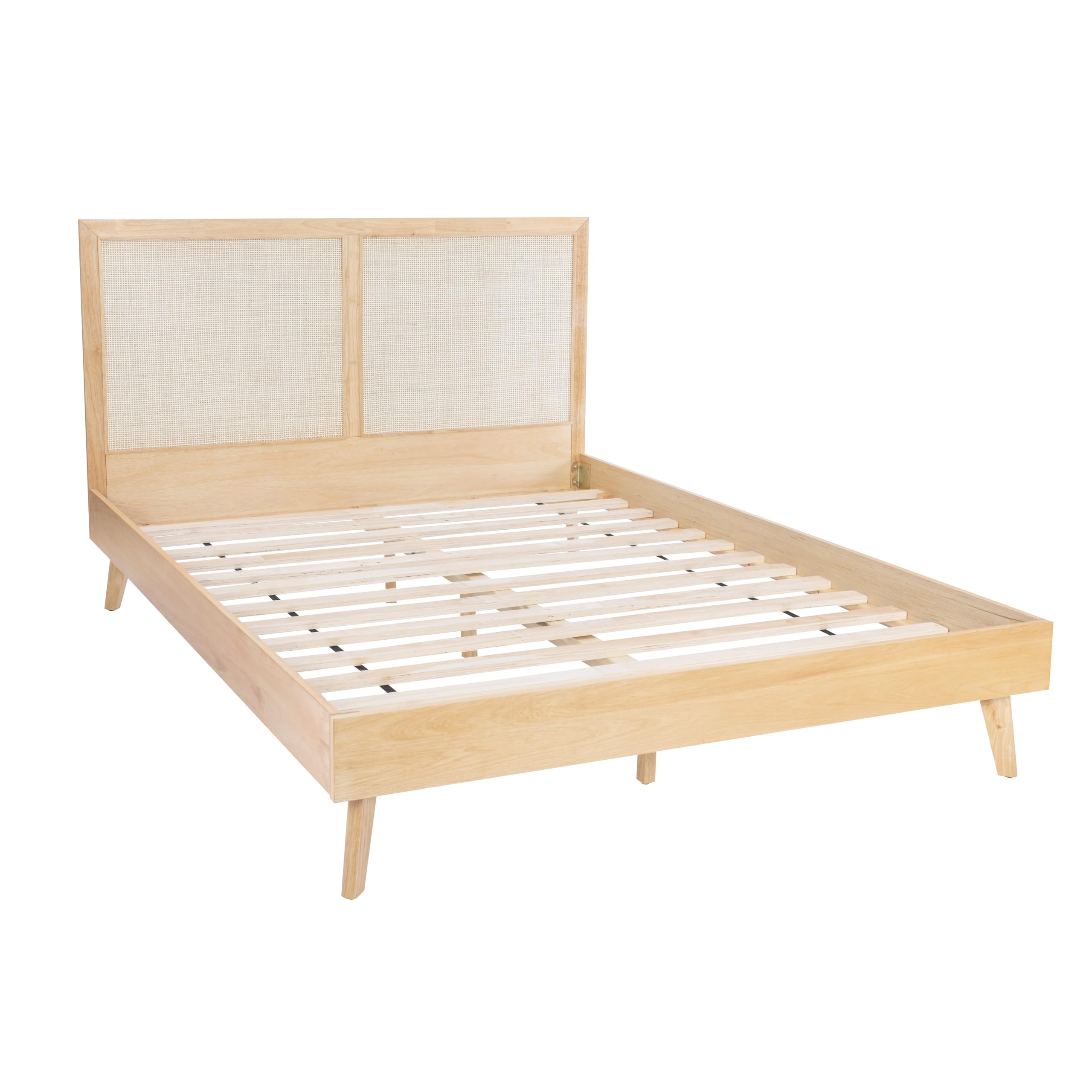 Powell Helene Natural Wood Queen Bed with Cane Accents