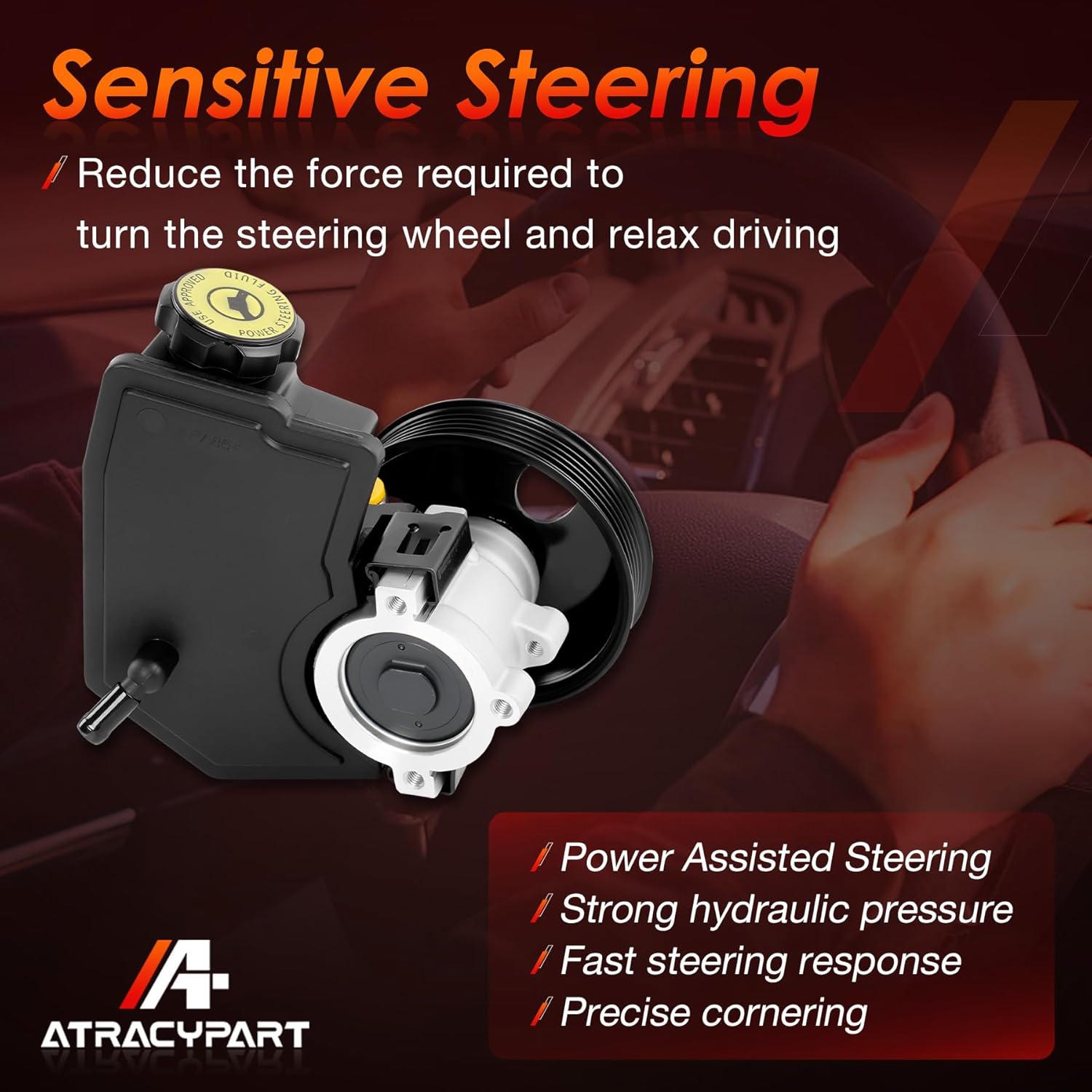 20-38771 Power Steering Pump with Pulley and Reservoir, Compatible with 1996-2001 Jeep Cherokee XJ,1997-2003 Wrangler TJ, 4.0L L6 Engine, Replaces 52087871, 55-7141, 50-7140
