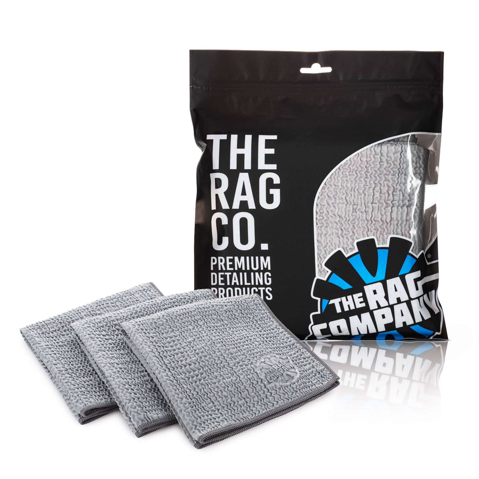 The Rag Company - Wrinkle Glass Towel - Professional 500 GSM Microfiber Window Cleaning Wipes, Streak-Free Double Sided Design, 16" x 16", 3-Pack (South Korea)