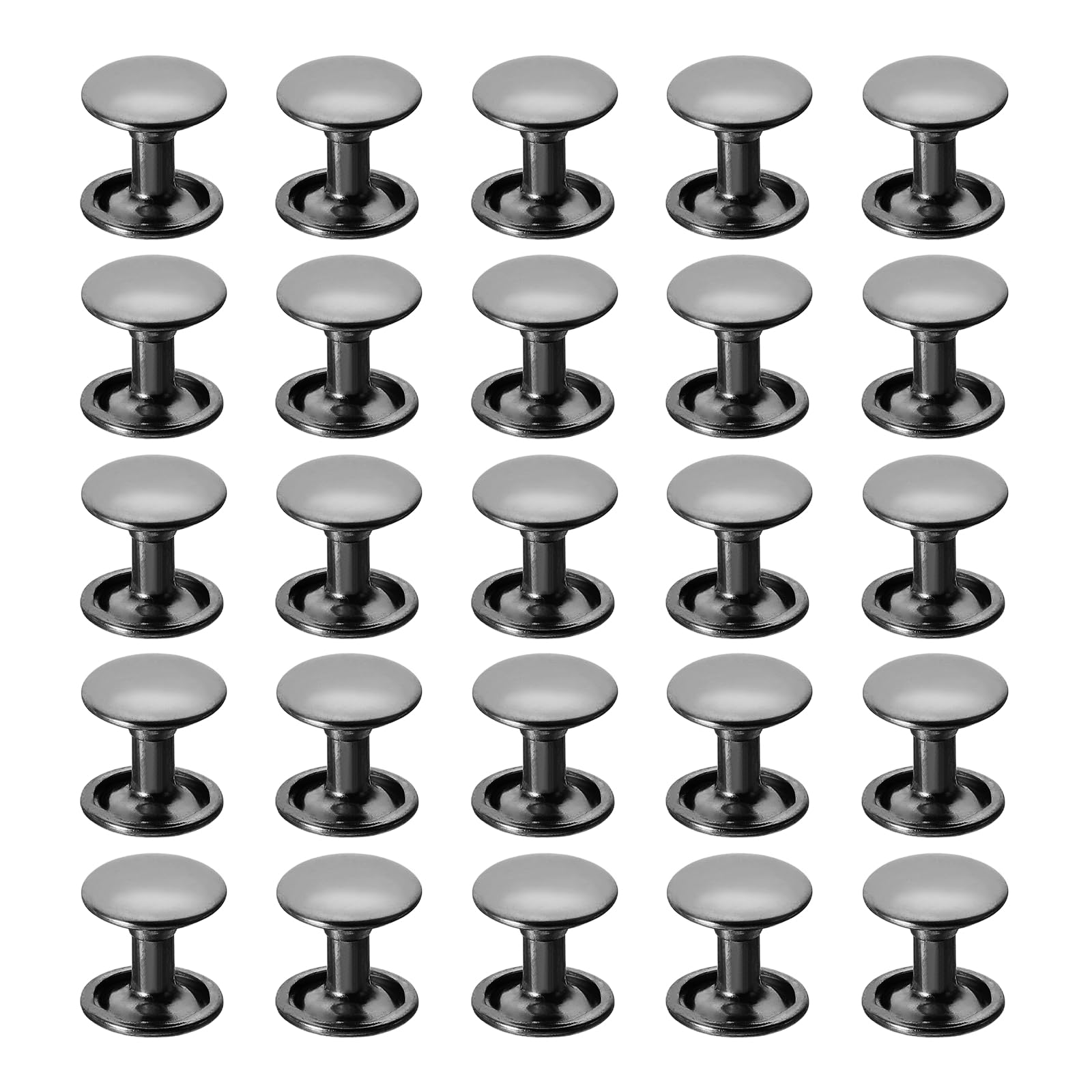 PATIKIL Leather Rivets, 160Sets Carbon Steel Double Cap Rivet Kits Craft Replacement Accessories for Handbags Belts Clothes Shoes, Black (10 x 10 Mm)