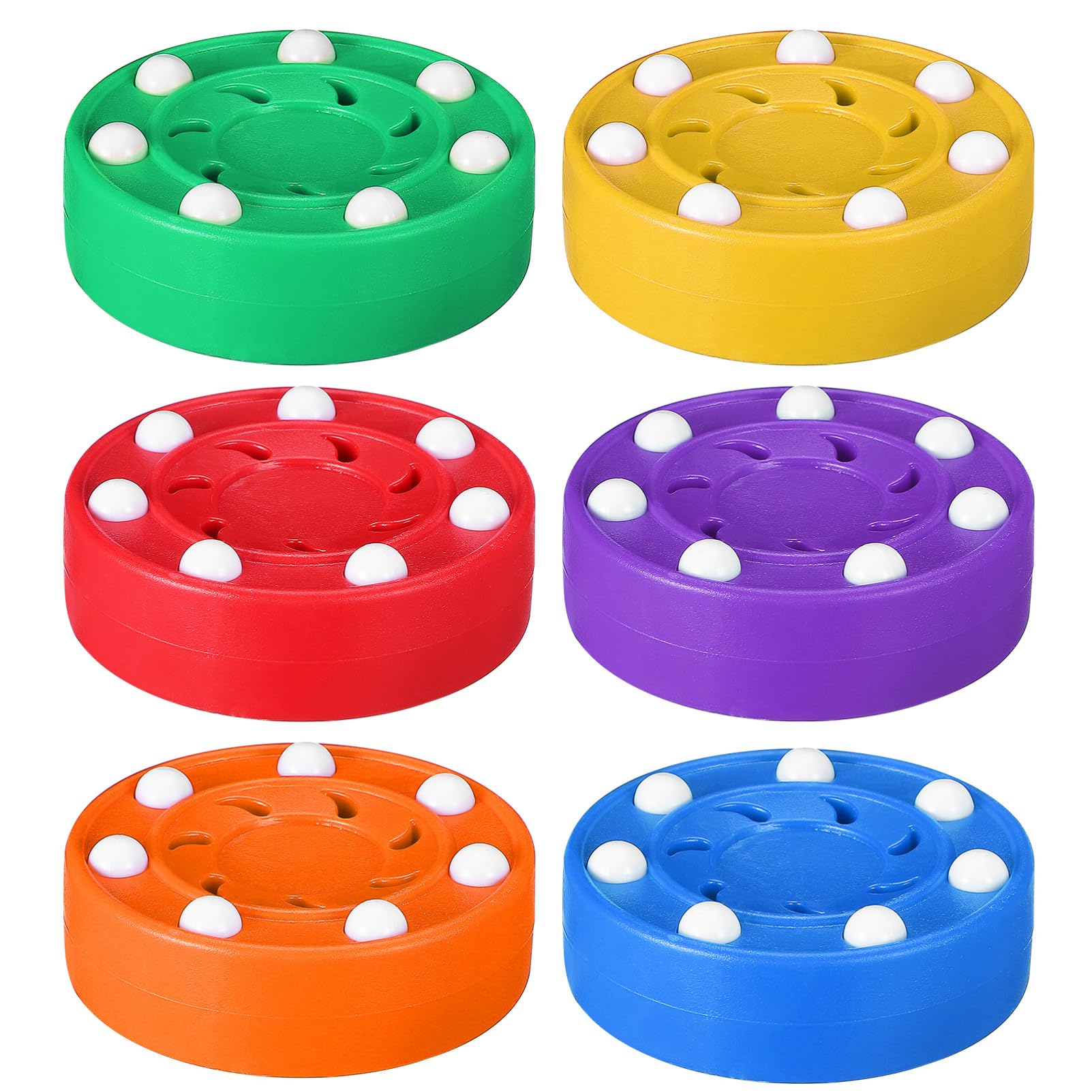 Toyvian 6 Pcs Roller Hockey Puck - ABS Street Hockey Puck, Sports Training Pucking Balls Floor Training Ball for Indoor-Outdoor Sport Practice Activity