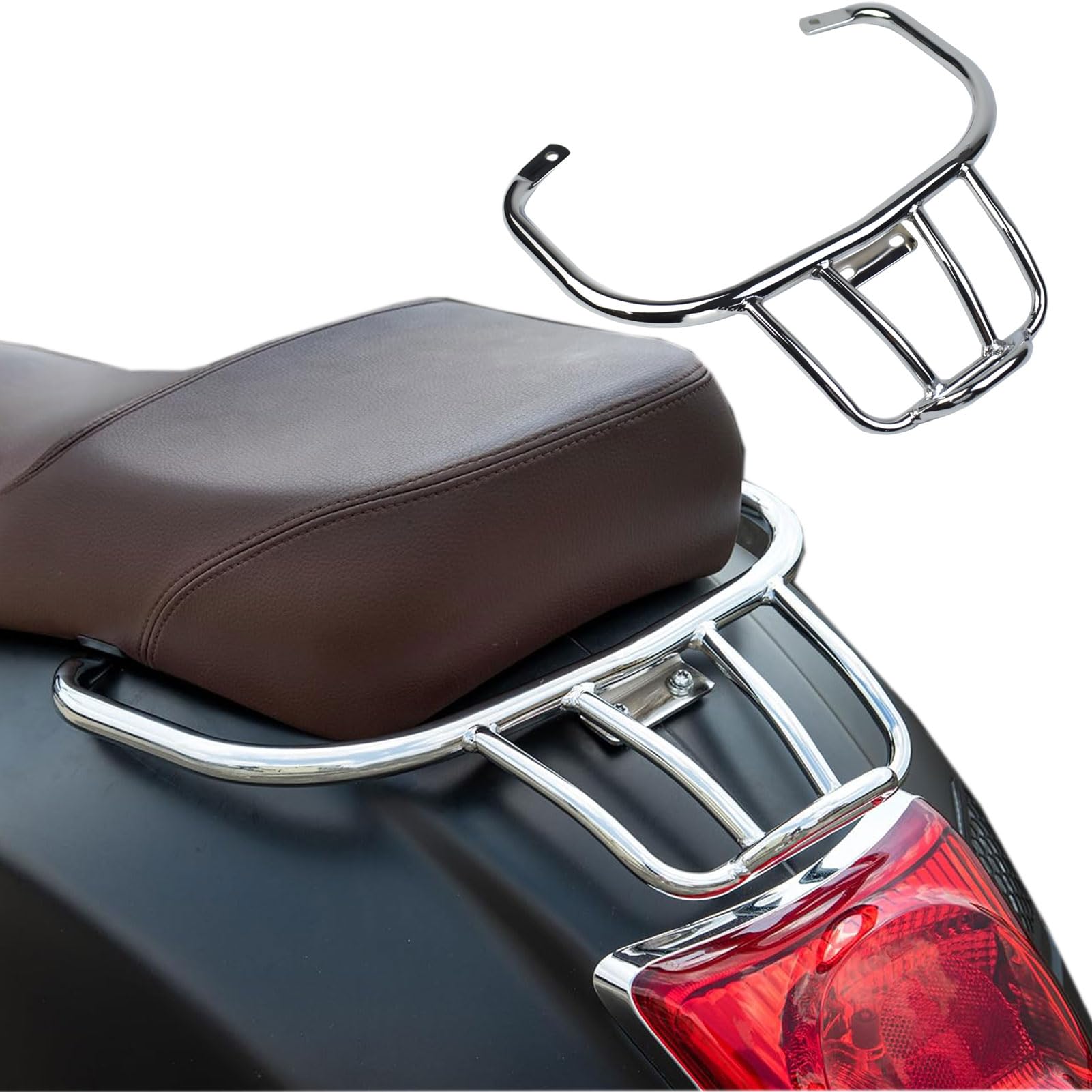 Sedile passeggero per motoposteriore Maniglie per borse laterali Maniglione Kit binario per sedile posteriore Portapacchi per accessori Ve&spa GTS300/ GTV300/ GTS250/ GTS125 08-23 (Silver)