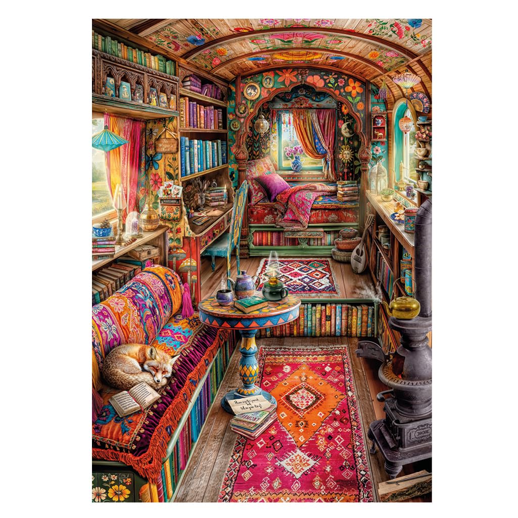 Wentworth Wooden Puzzles The Traveling Library – Puzzle 250 pièces pour adultes, pièces irrégulières, design Aimee Stewart pour les amateurs de livres – Bois provenant de sources durables et fabriqué
