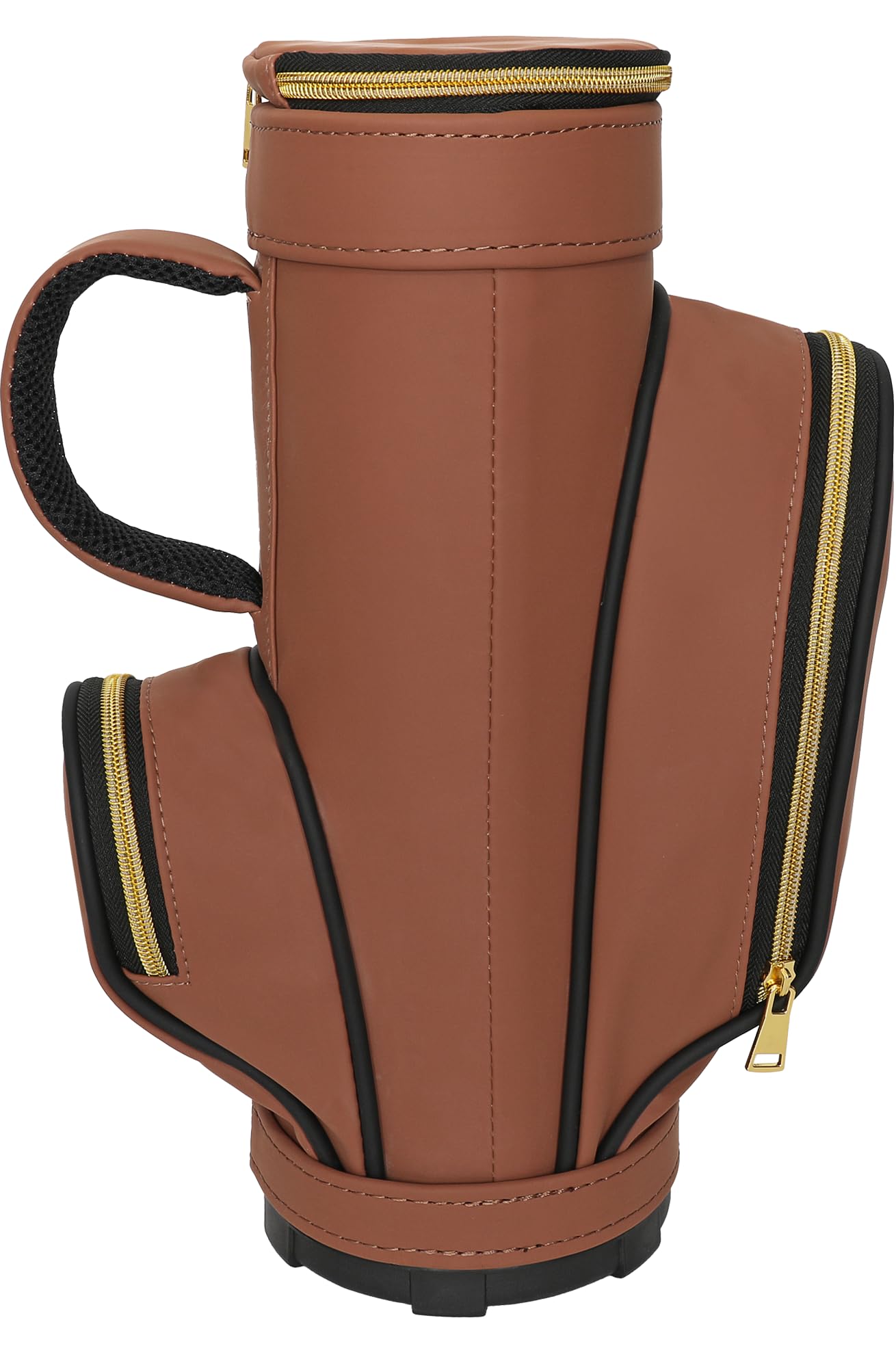 Caddy Daddy The Fore Vino Champagner- oder Wein-Golftaschenkühler, isolierter, gepolsterter Griff, tragbar und reisefreundlich, 1 Golfball-Weinverschluss, 100 % Kunstleder (Braun, Marineblau) (L x B x