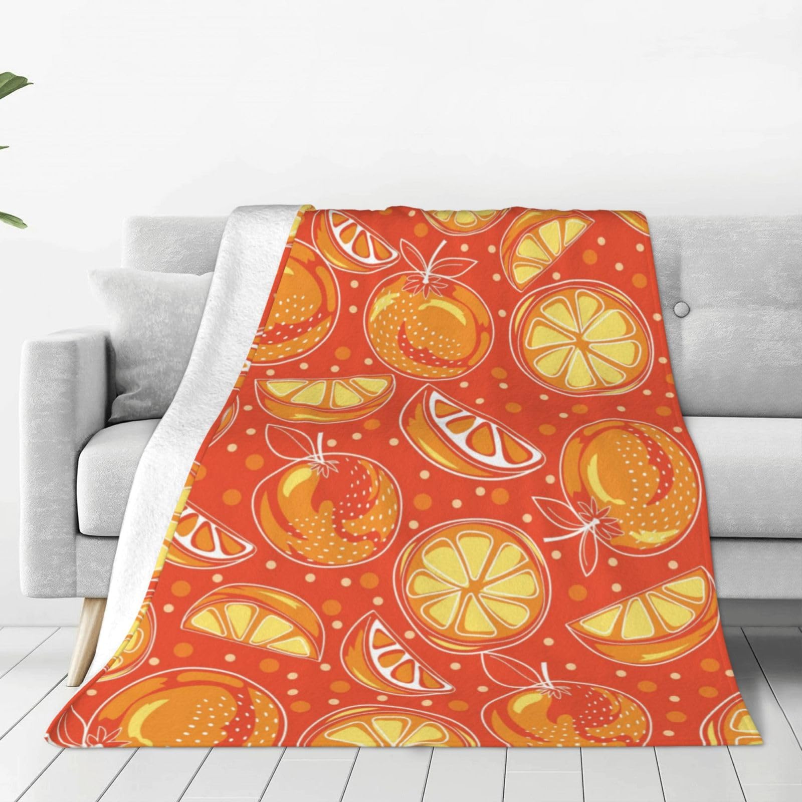 Amazon｜果物 ミカン オレンジ 毛布 シングル ブランケット 軽量