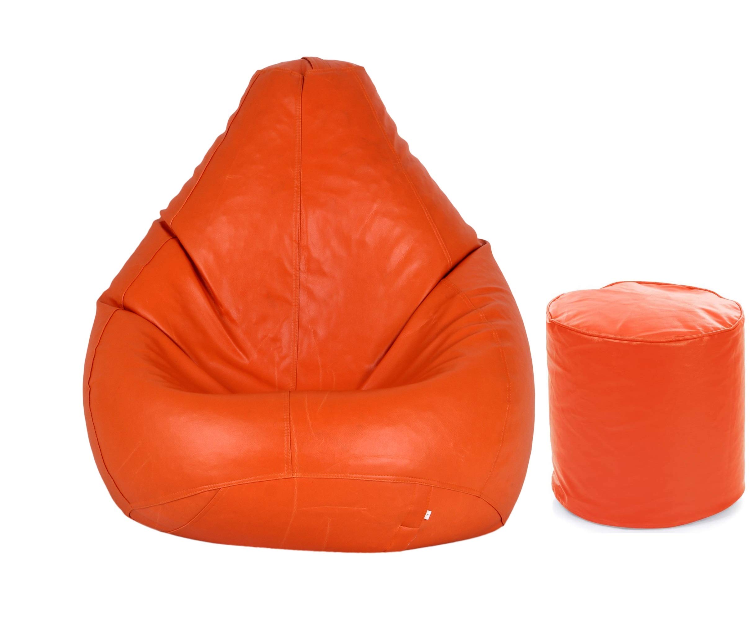 GUNJ Teardrop & Footstool Combo Bean Bag Cover (X-Large, Orange)-image-30